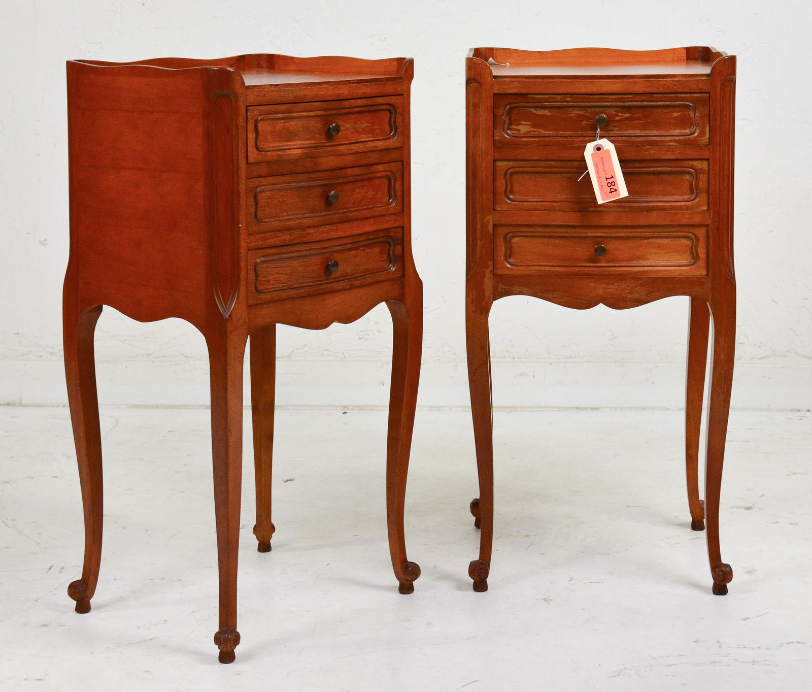 Pair Louis XV Style 3 Drawer Nightstands (1 of 3)
