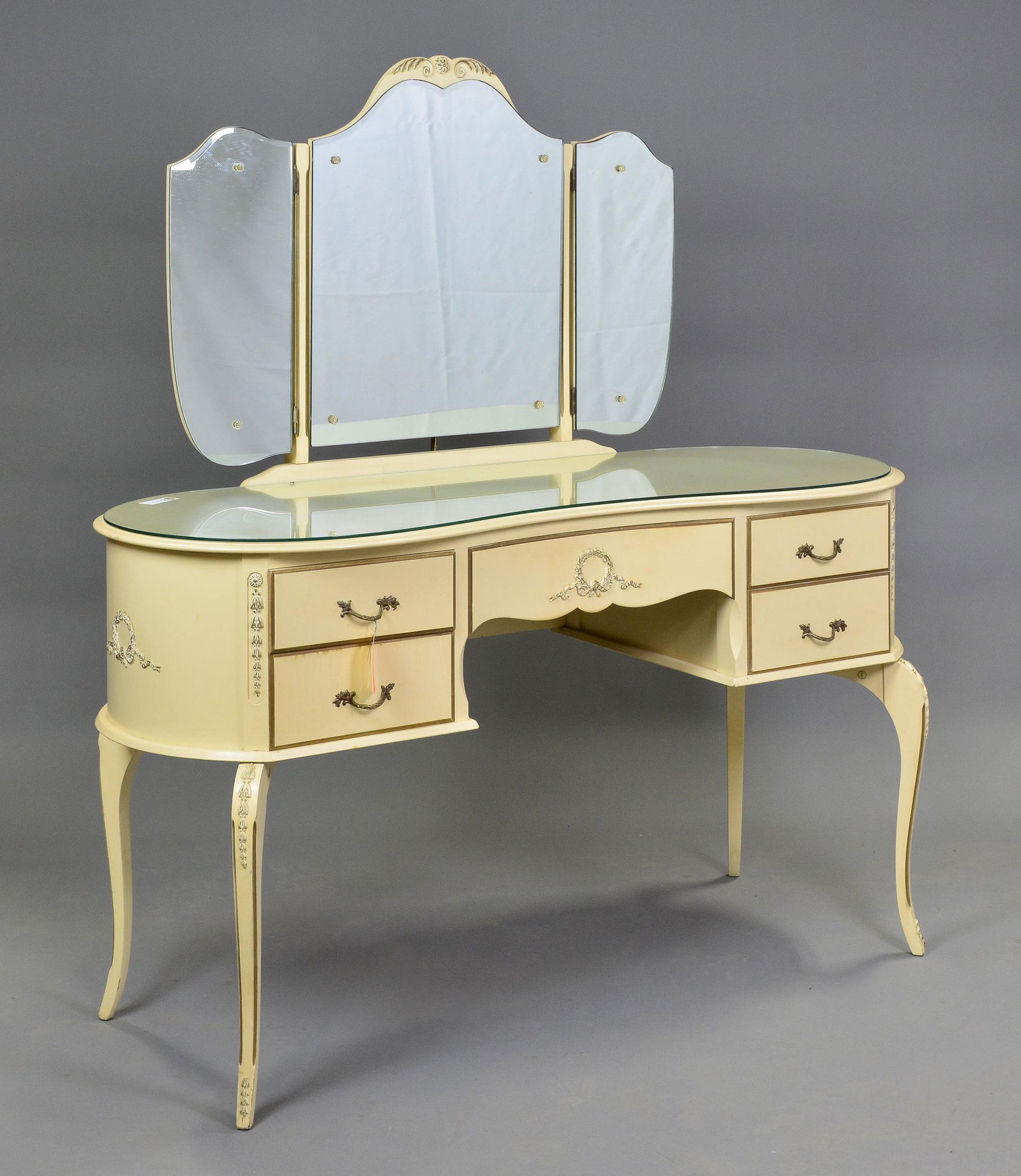English Painted Triple Mirror Dresser / Vanity (1 of 4)