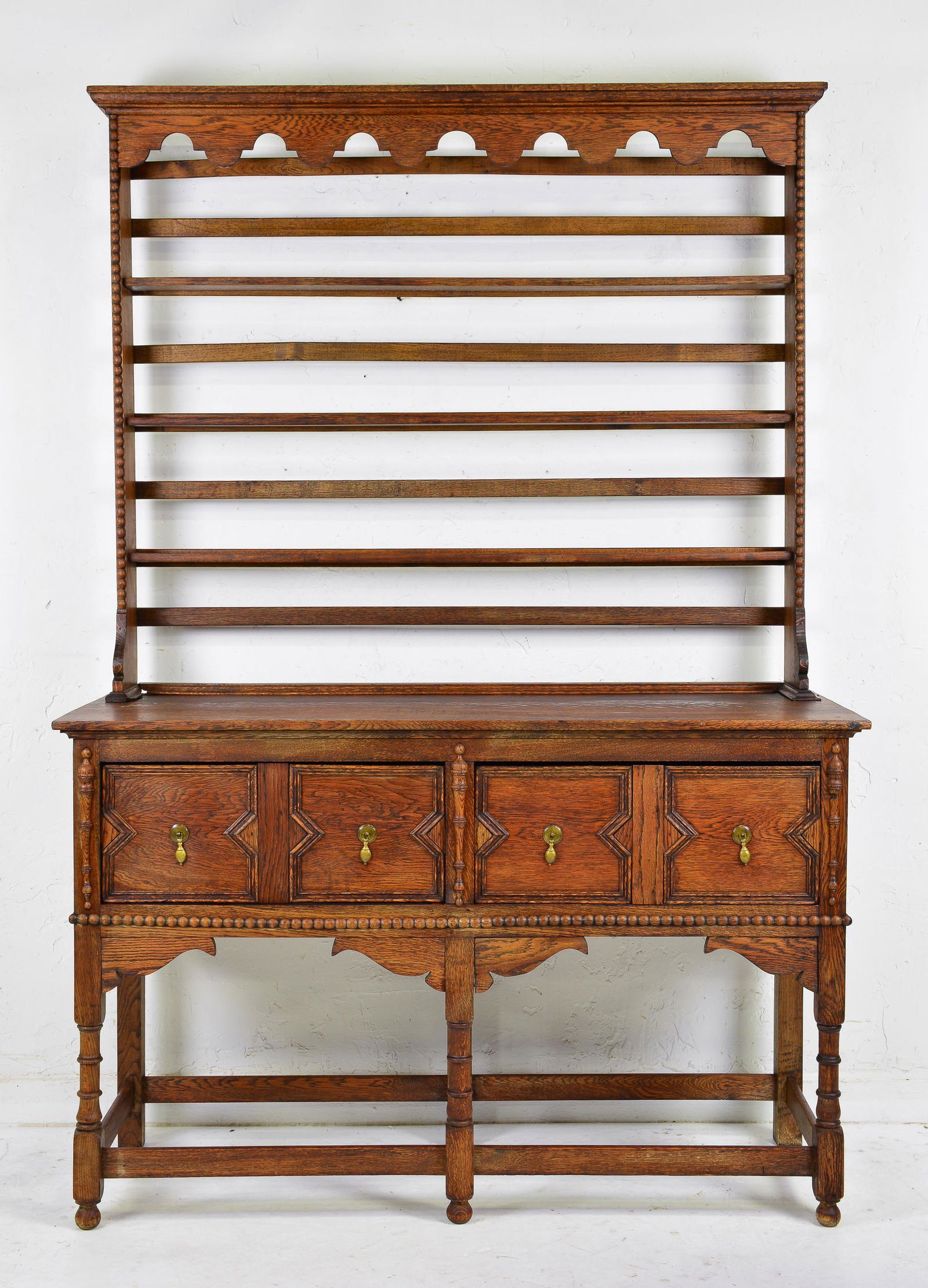 Jacobean Oak Open Plate Rack Dresser (1 of 4)
