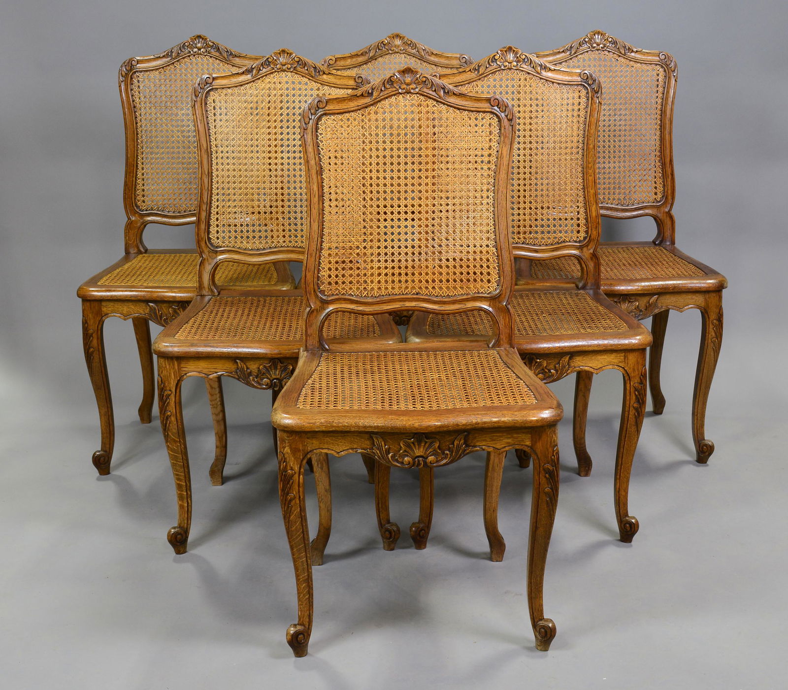 Set Of 6 Louis XV Style Cane Seat / Back Chairs (1 of 3)