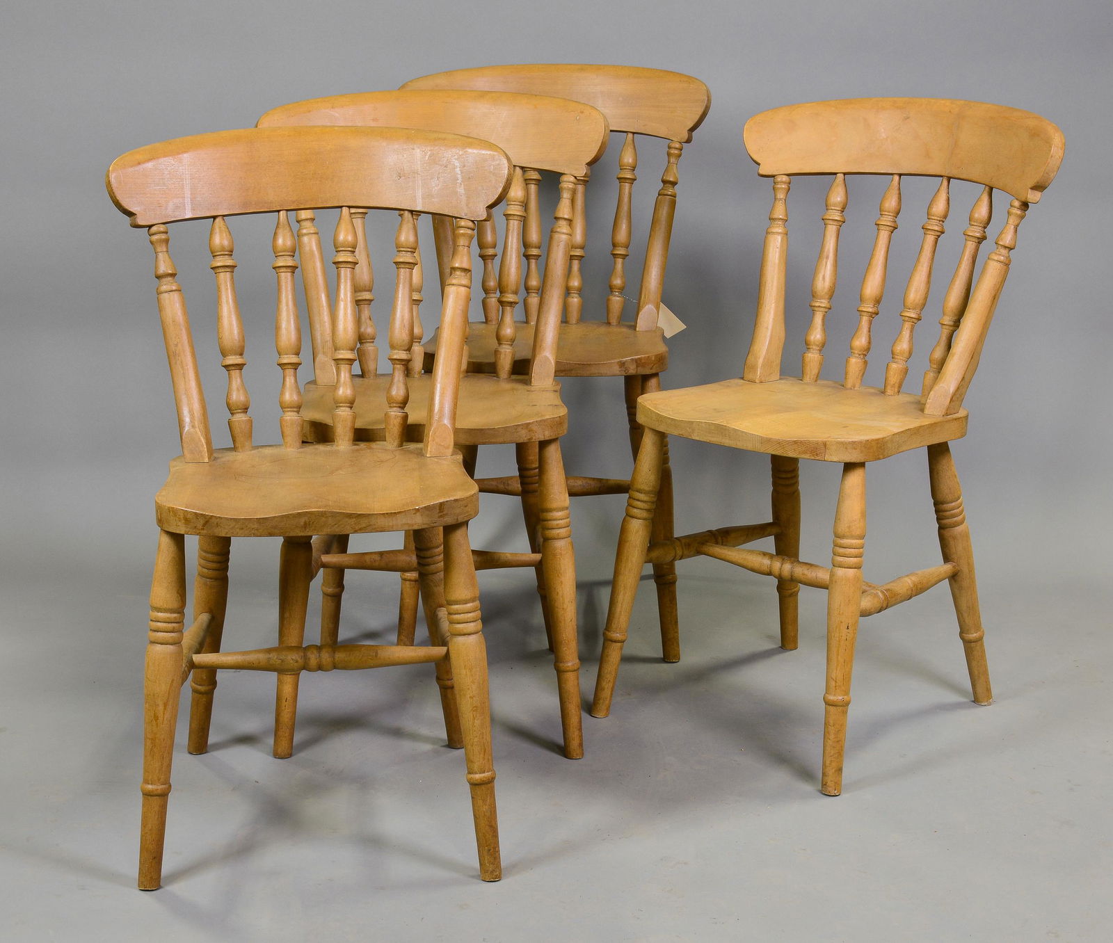 Set Of 4 Spindle Back Pine Chairs (1 of 3)