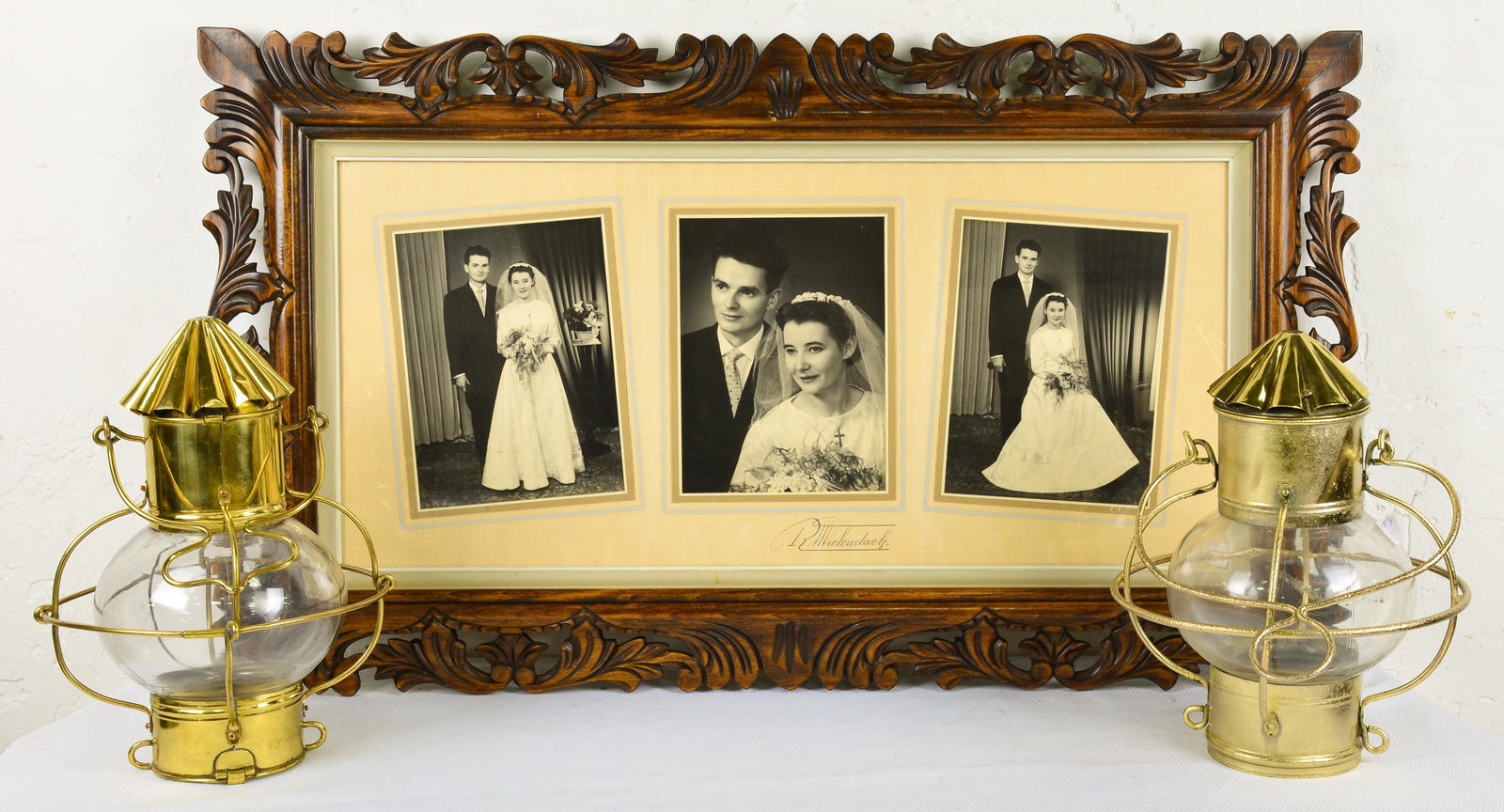 3pcs - Framed Wedding Photos & 2 Lanterns: 3pcs - Framed Wedding Photos & 2 Lanterns - 22 in tall x 38 x 2