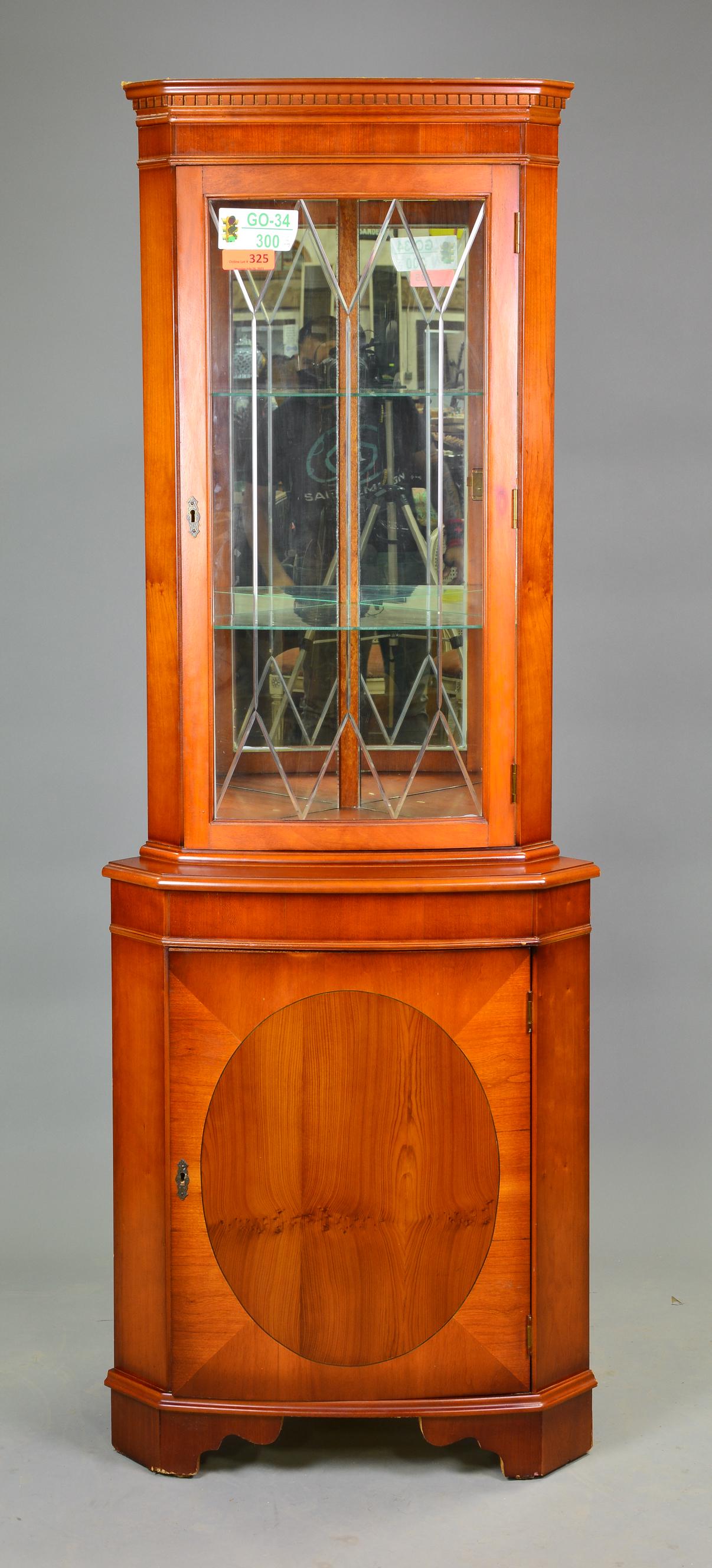 British Mahogany Glass Door Corner Cabinet (1 of 2)