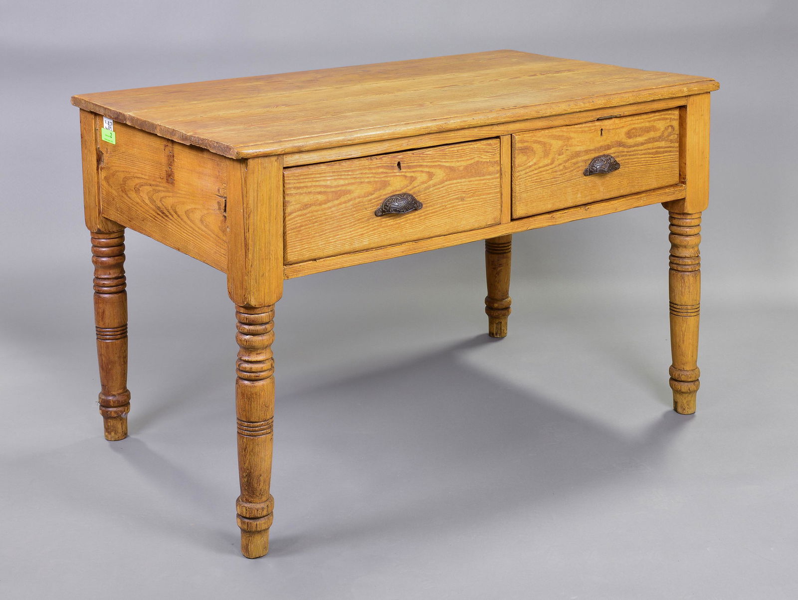 Victorian Pine 2 Drawer Table With Turned Legs (1 of 5)