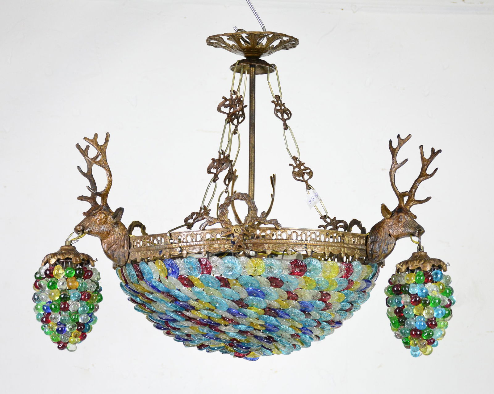 Empire Style Glass Beaded Stag Head Chandelier #3 (1 of 3)