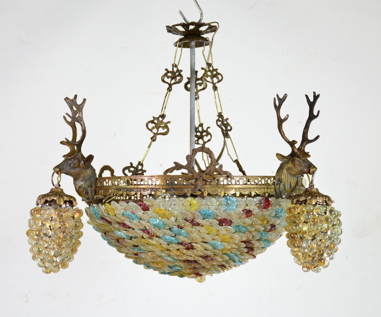 Empire Style Glass Beaded Stag Head Chandelier #4 (1 of 3)