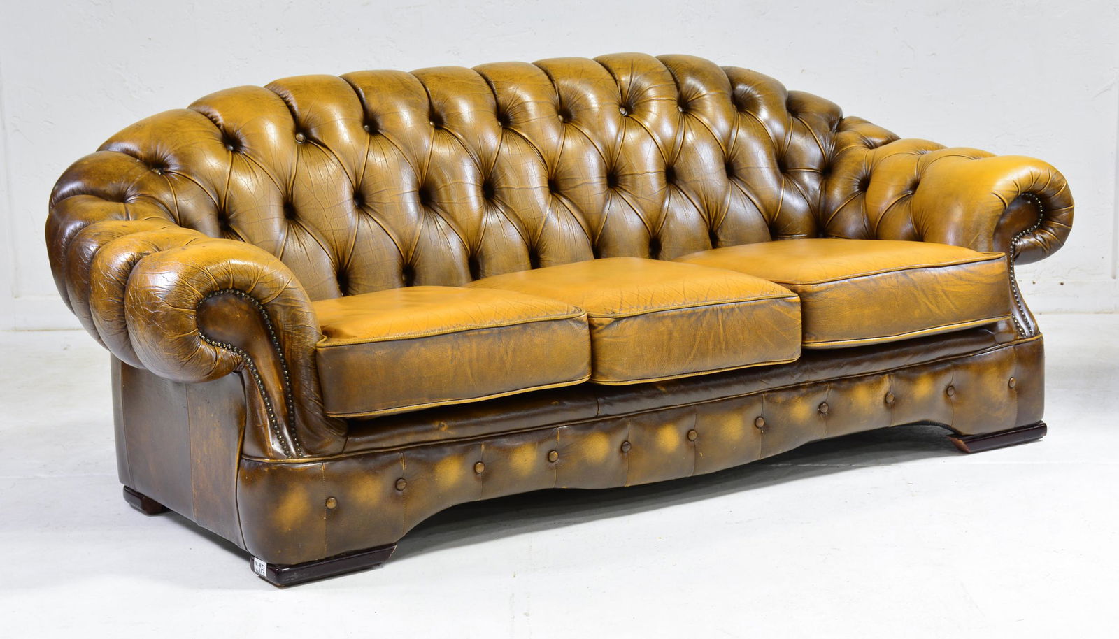 British Mustard Yellow Chesterfield Hump Back Sofa (1 of 5)