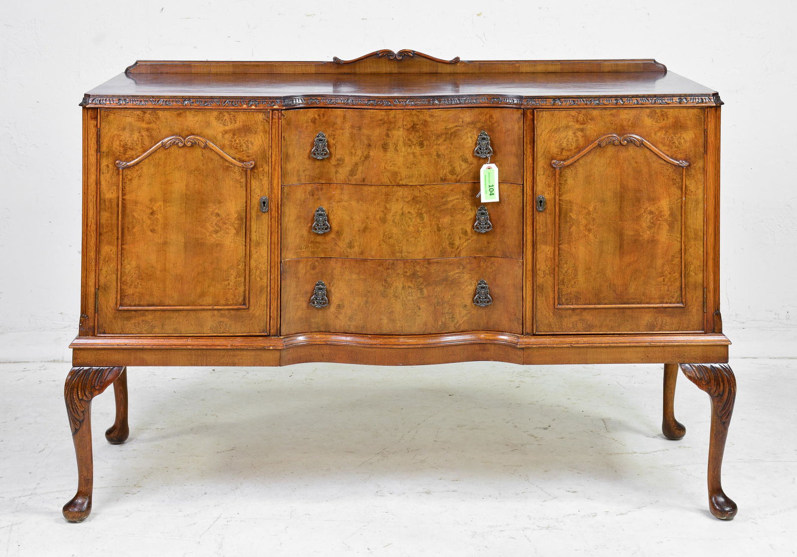 British Walnut 3 Drawer 2 Door Server / Sideboard (1 of 6)