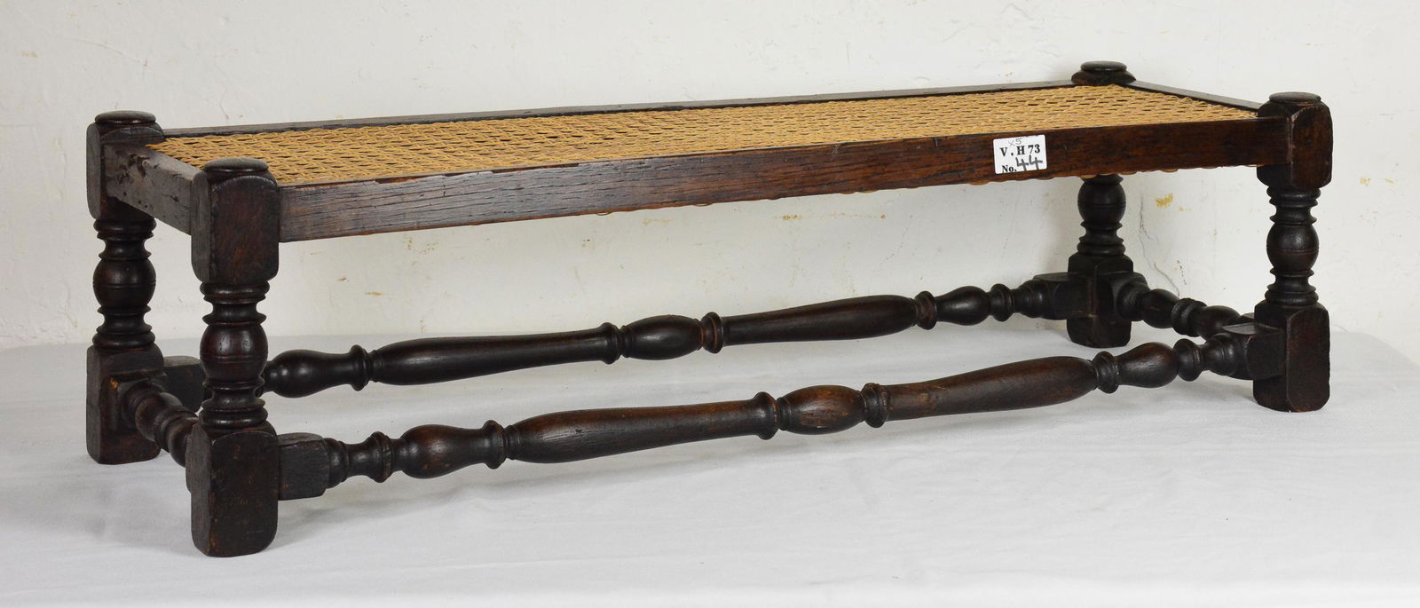 British Oak Long Low Cane Top Stool (1 of 5)