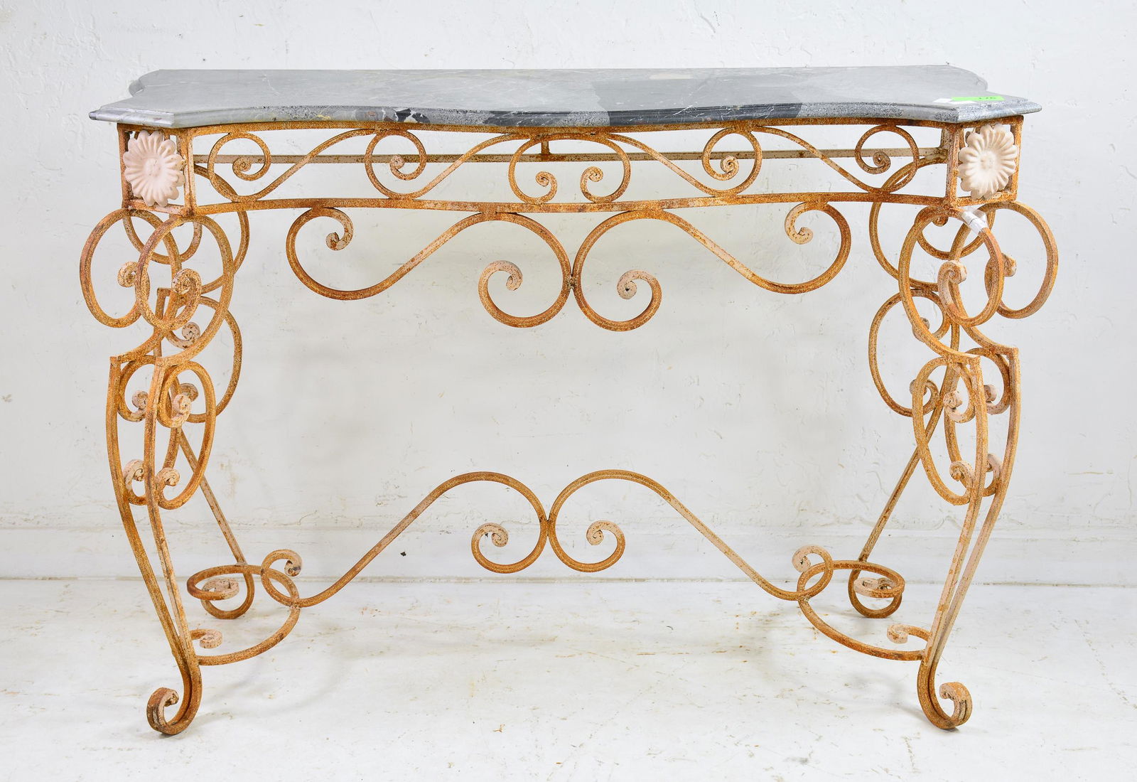 Grey Marble Top Iron Base Console #1 (1 of 3)