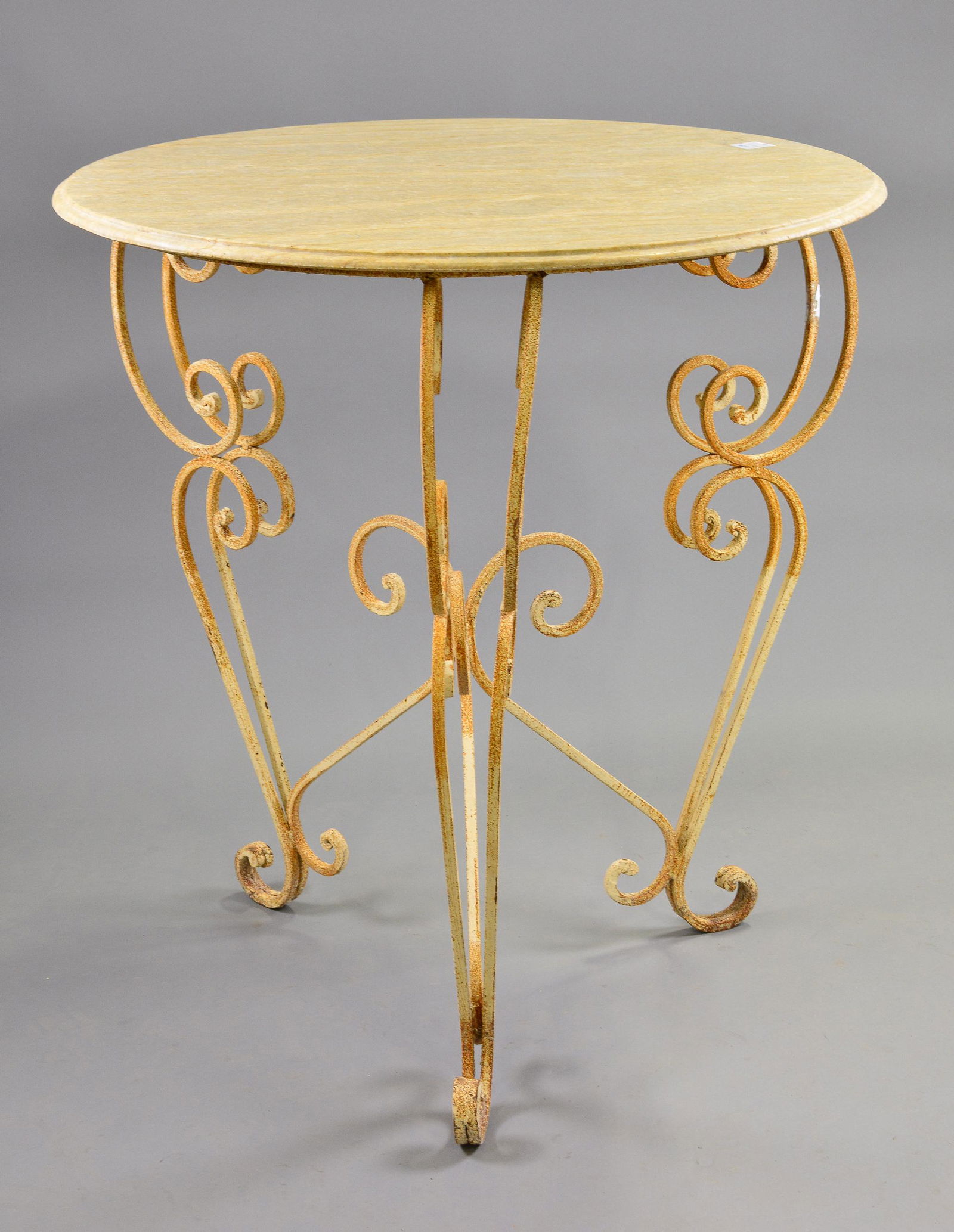 Round Cream Marble Top Iron Base Table #1 (1 of 3)