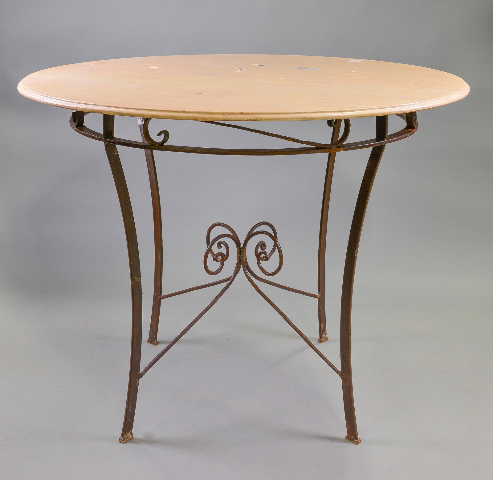 Large Round Iron Base Marble Top Table #1 (1 of 4)