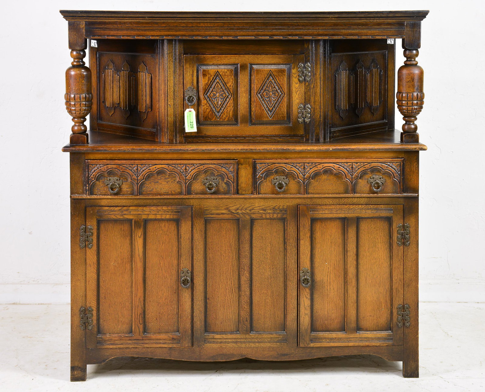 British Small Oak Court Cupboard (1 of 5)