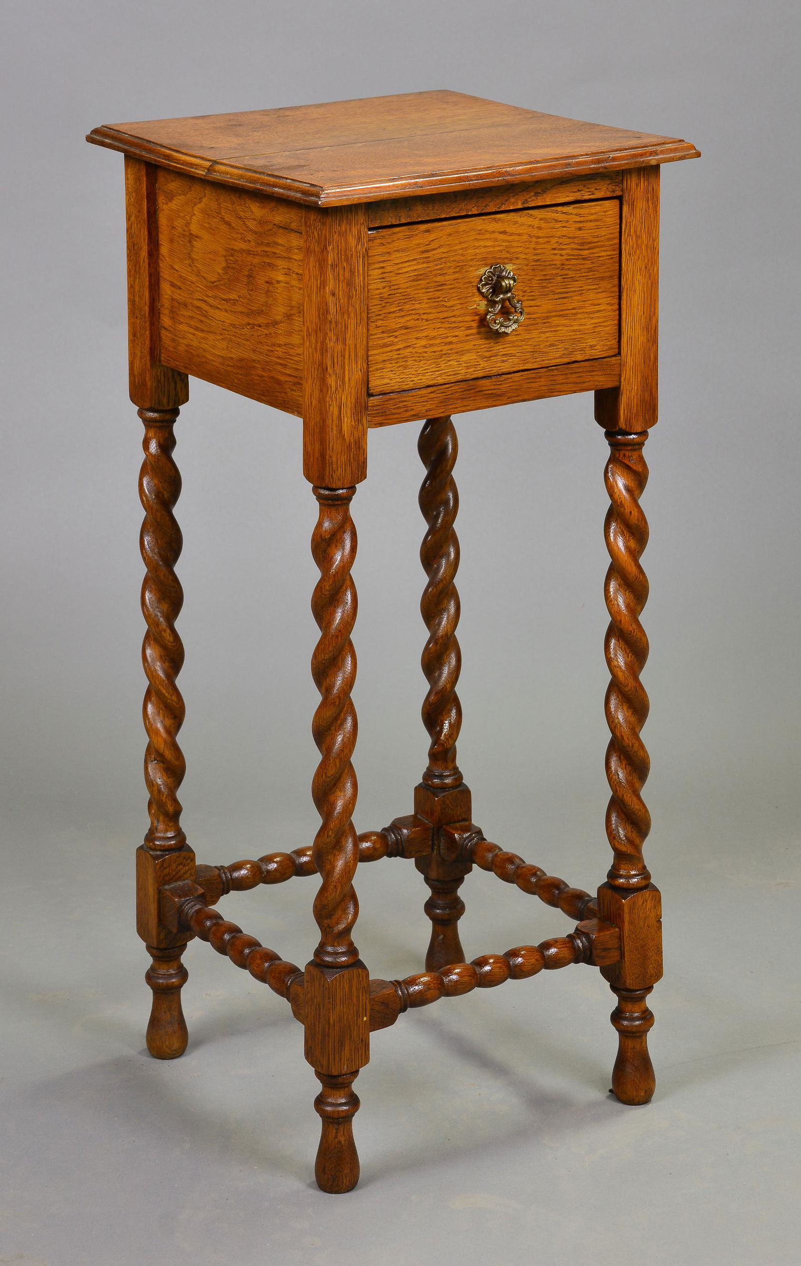 British Oak Barley Twist Hall Table with Drawer (1 of 2)