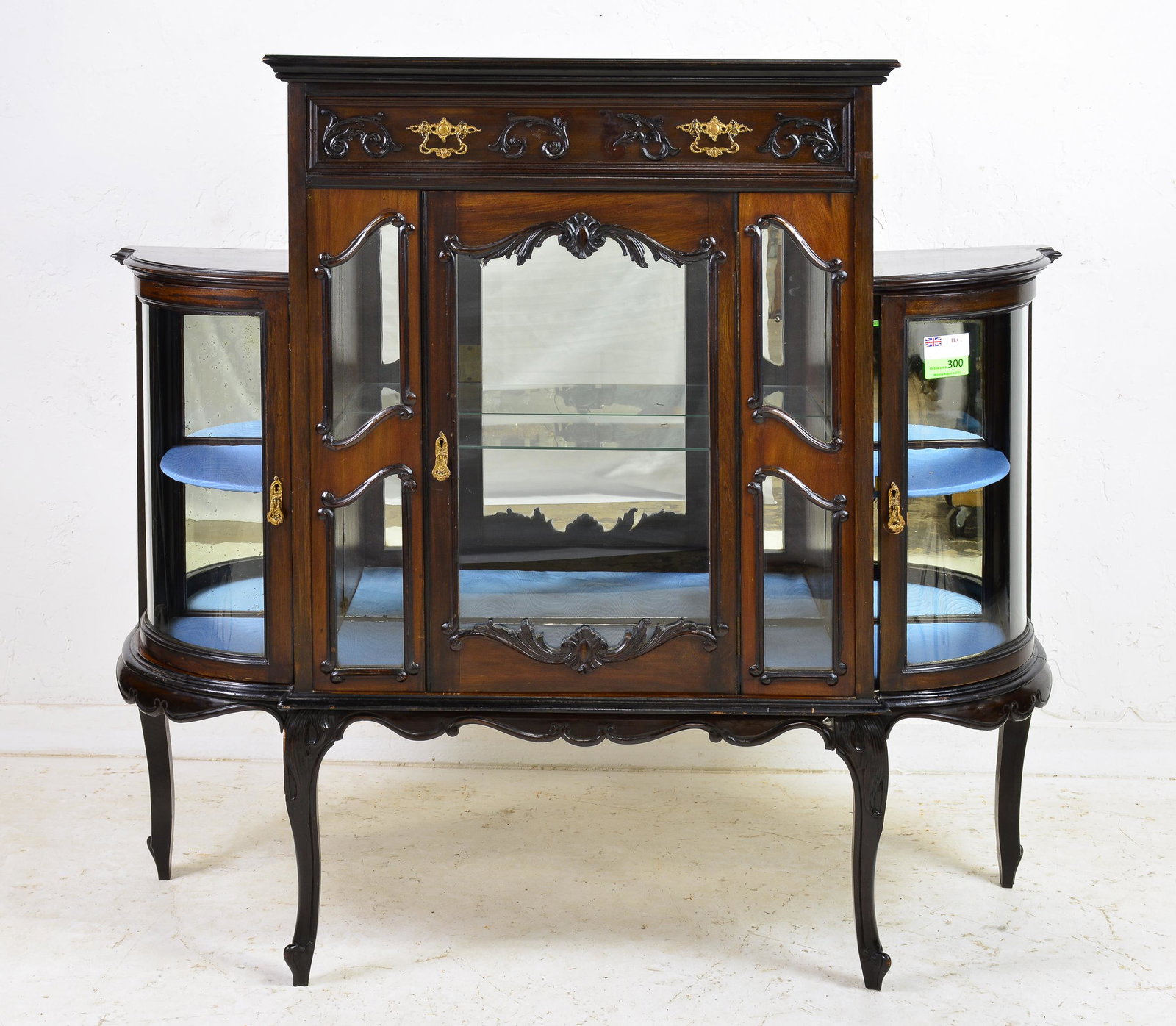 British Mahogany Display Cabinet: British Mahogany Display Cabinet - 50 in tall x 52 x 17