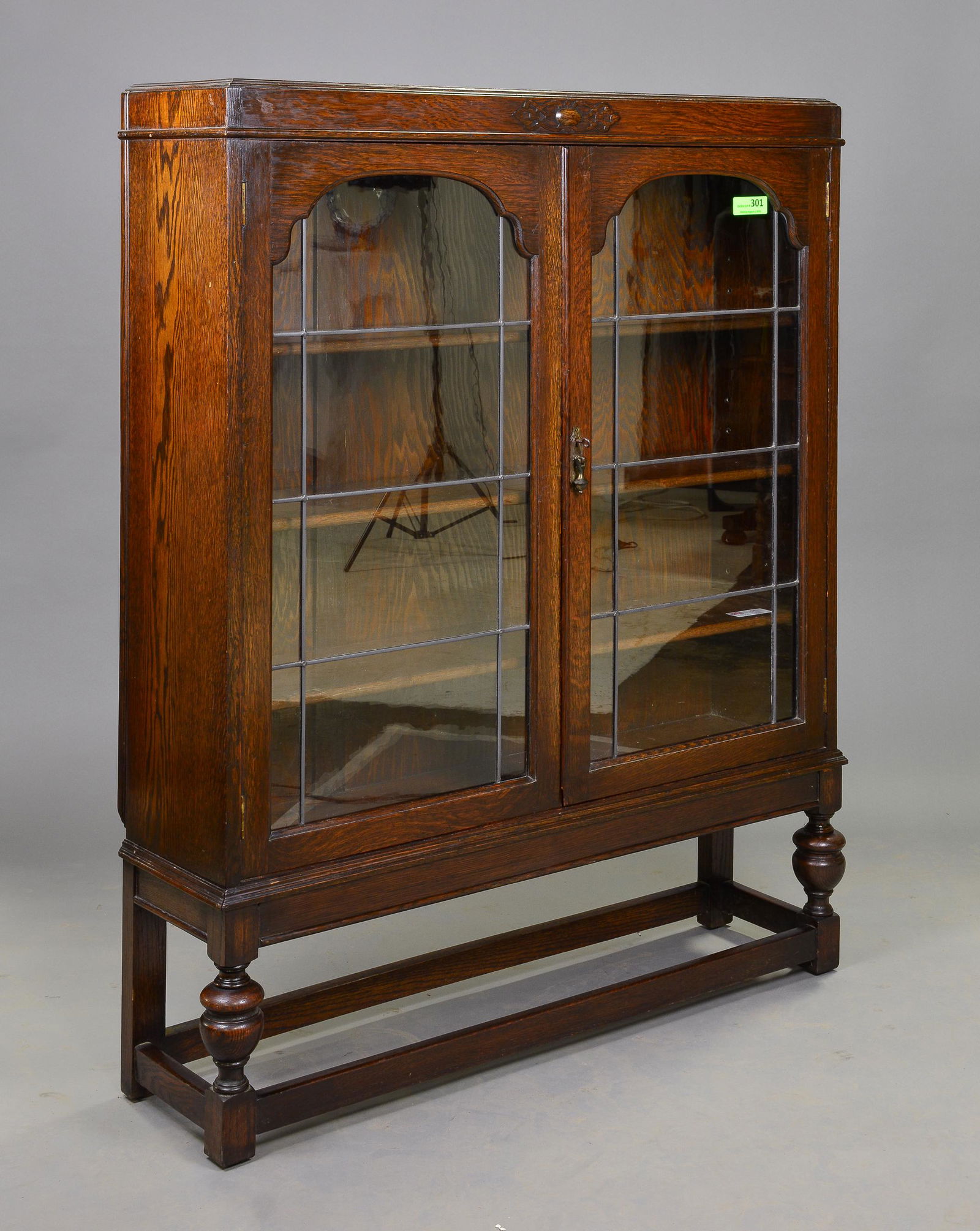 British Oak Double Door Bookcase / Cupboard (1 of 3)