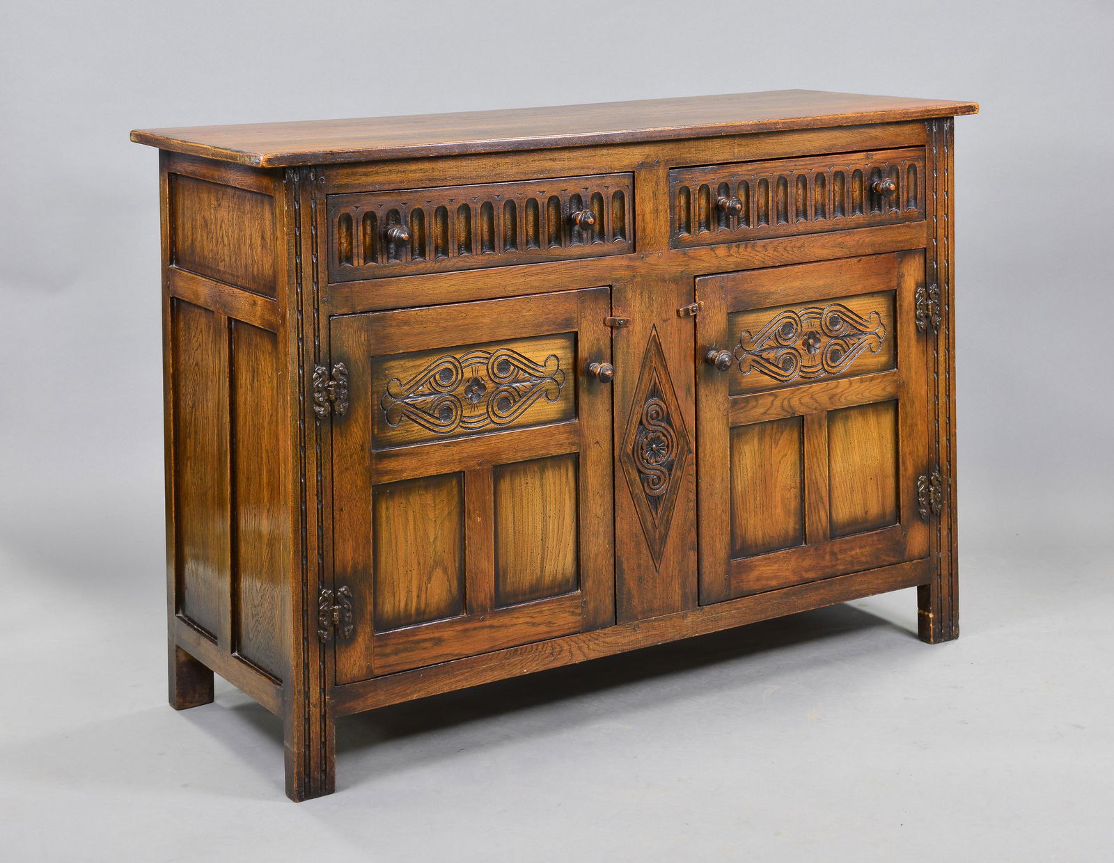 British Oak 2 Drawer over 2 Door Sideboard (1 of 4)