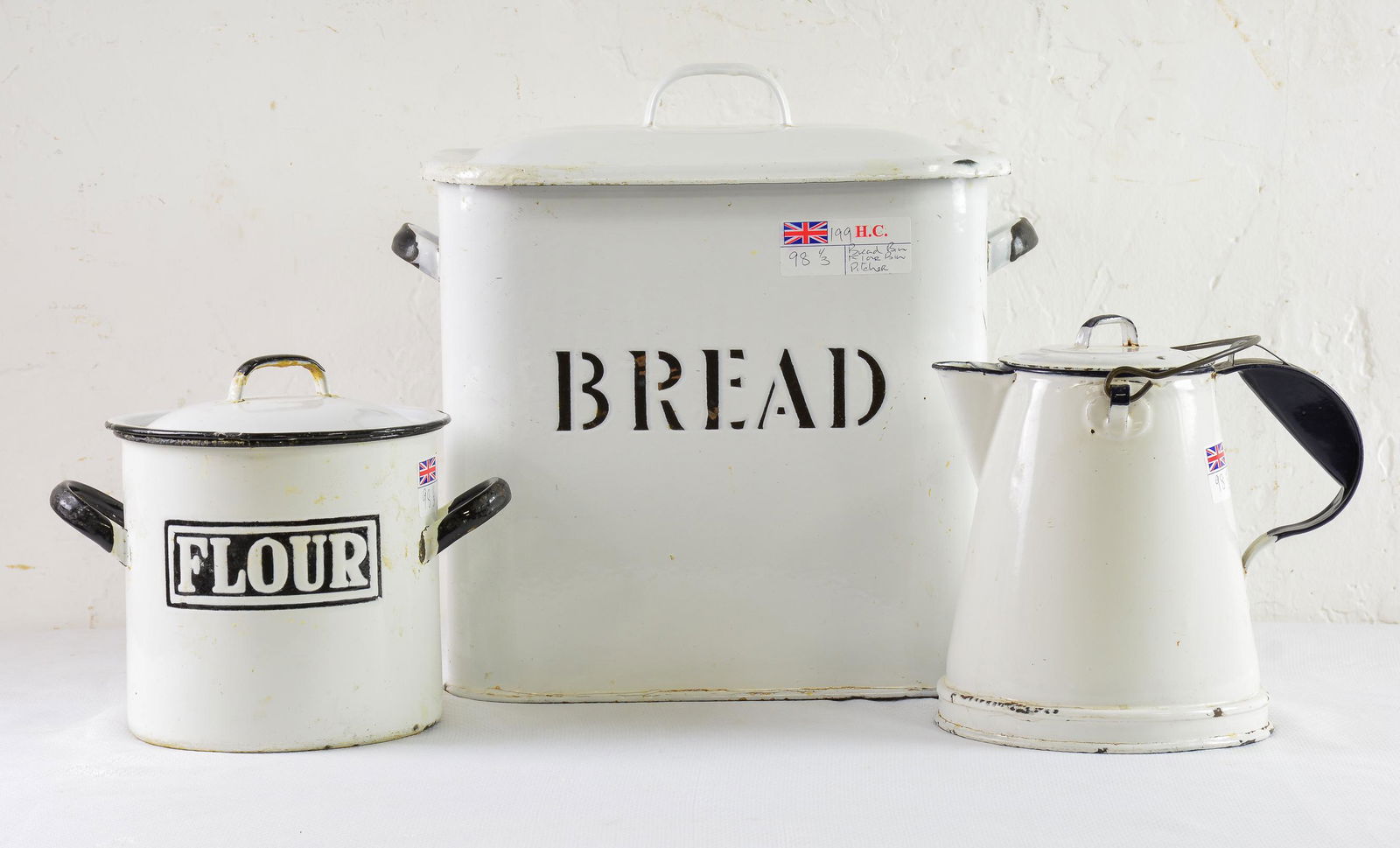 Flour Bin, Bread Tin & an Enamel Pitcher (1 of 4)