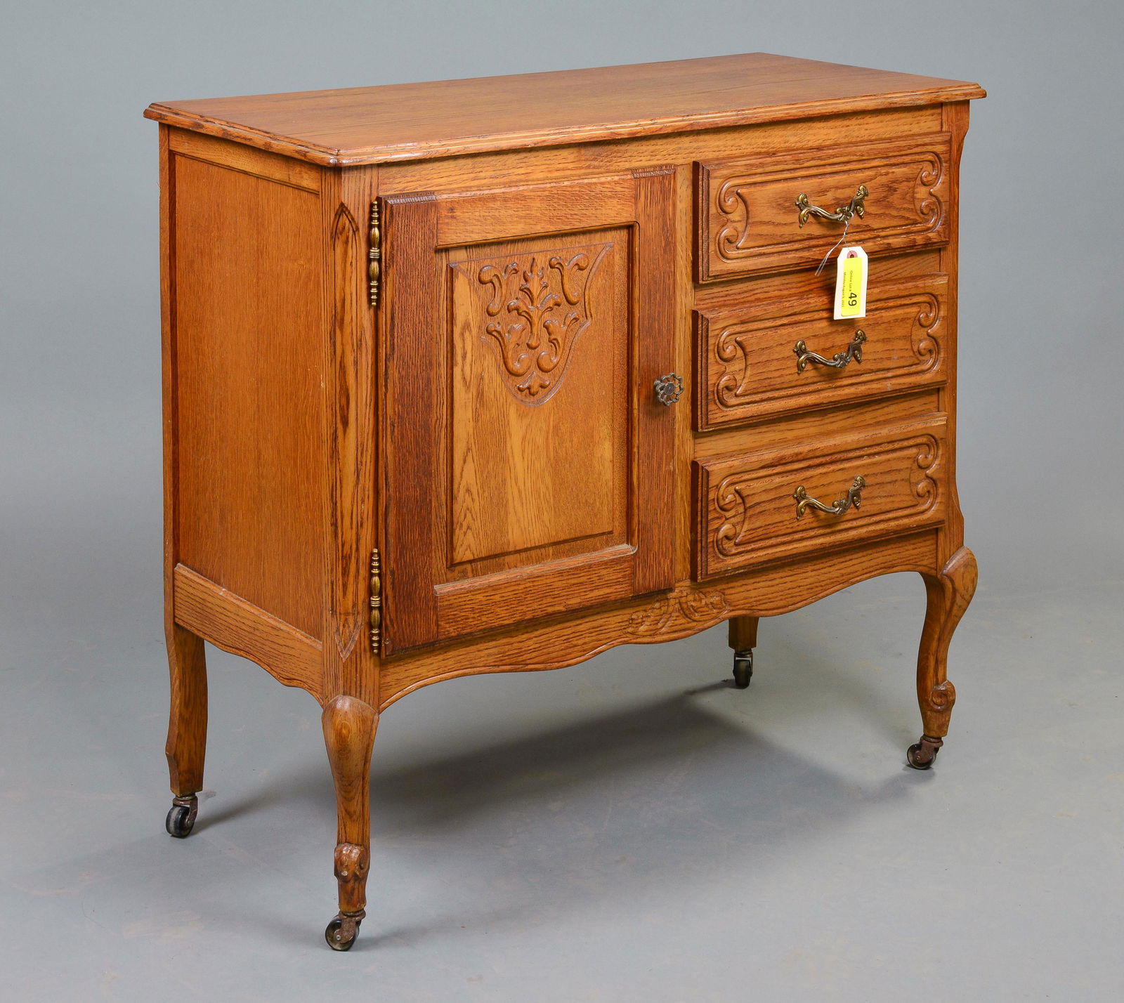 Country French Oak 3 Drawer Single Door Cabinet (1 of 3)