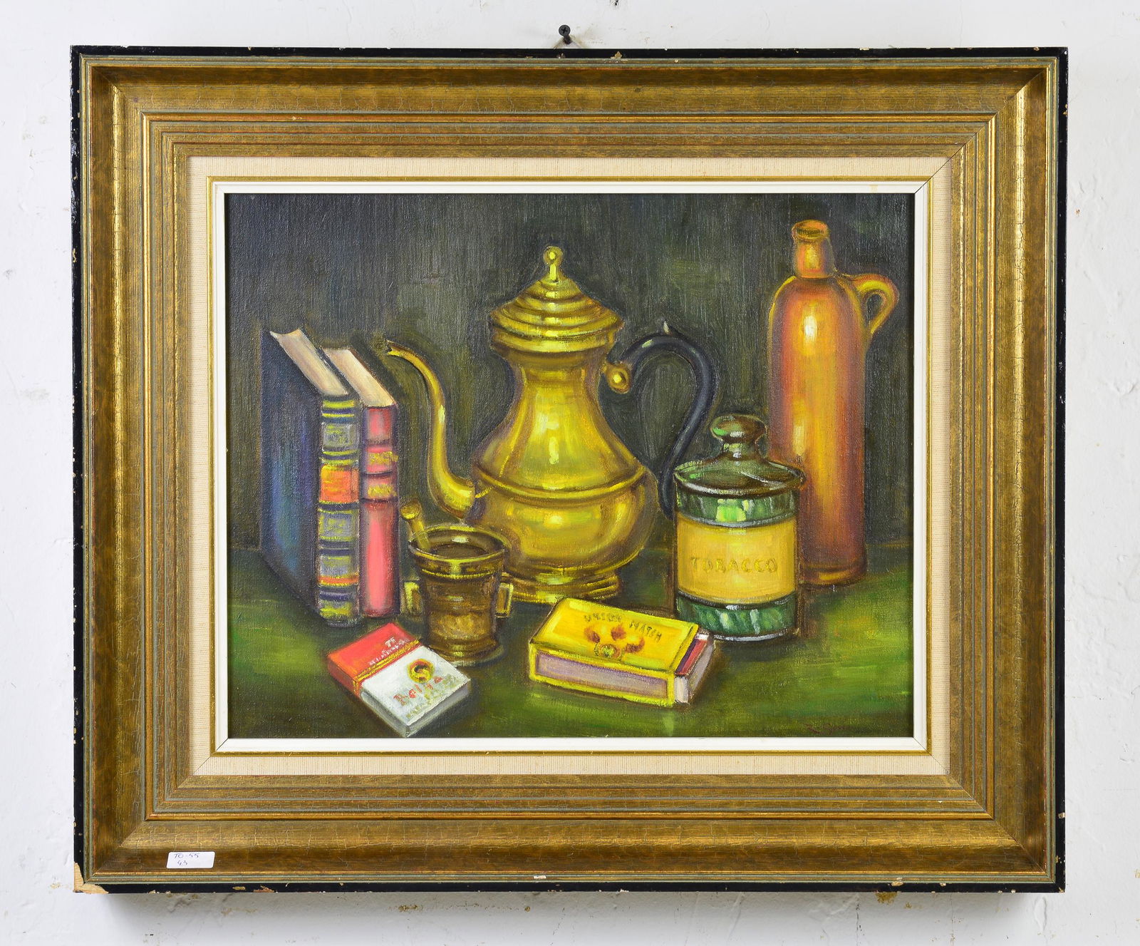 Framed Oil On Canvas Still Life - Books / Pitcher (1 of 3)