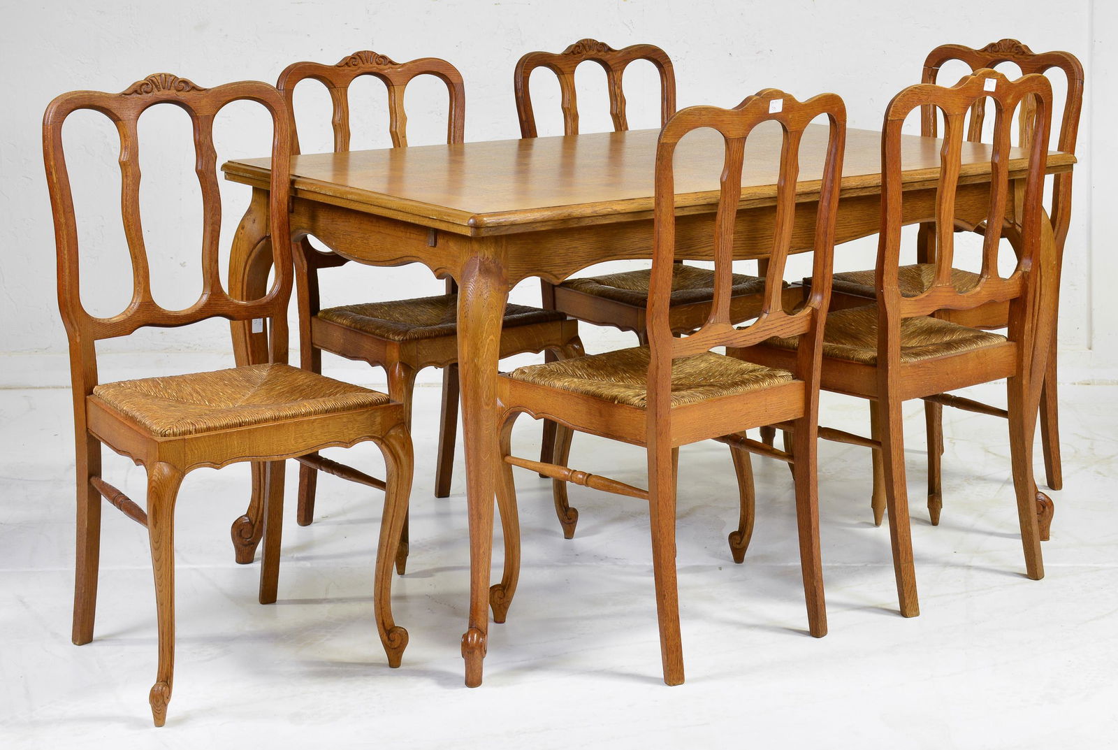 Oak Country French Draw Leaf Dining Table & 6 Chairs (1 of 5)