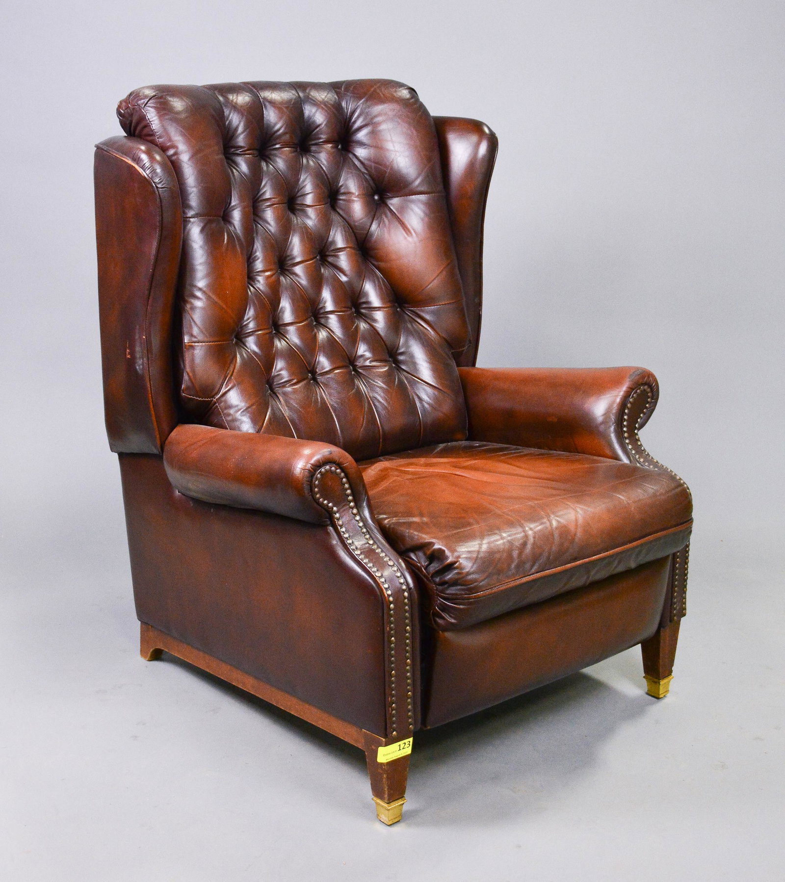 Reclining Leather Arm Chair: Reclining Leather Arm Chair - 41 in tall x 31 x 35