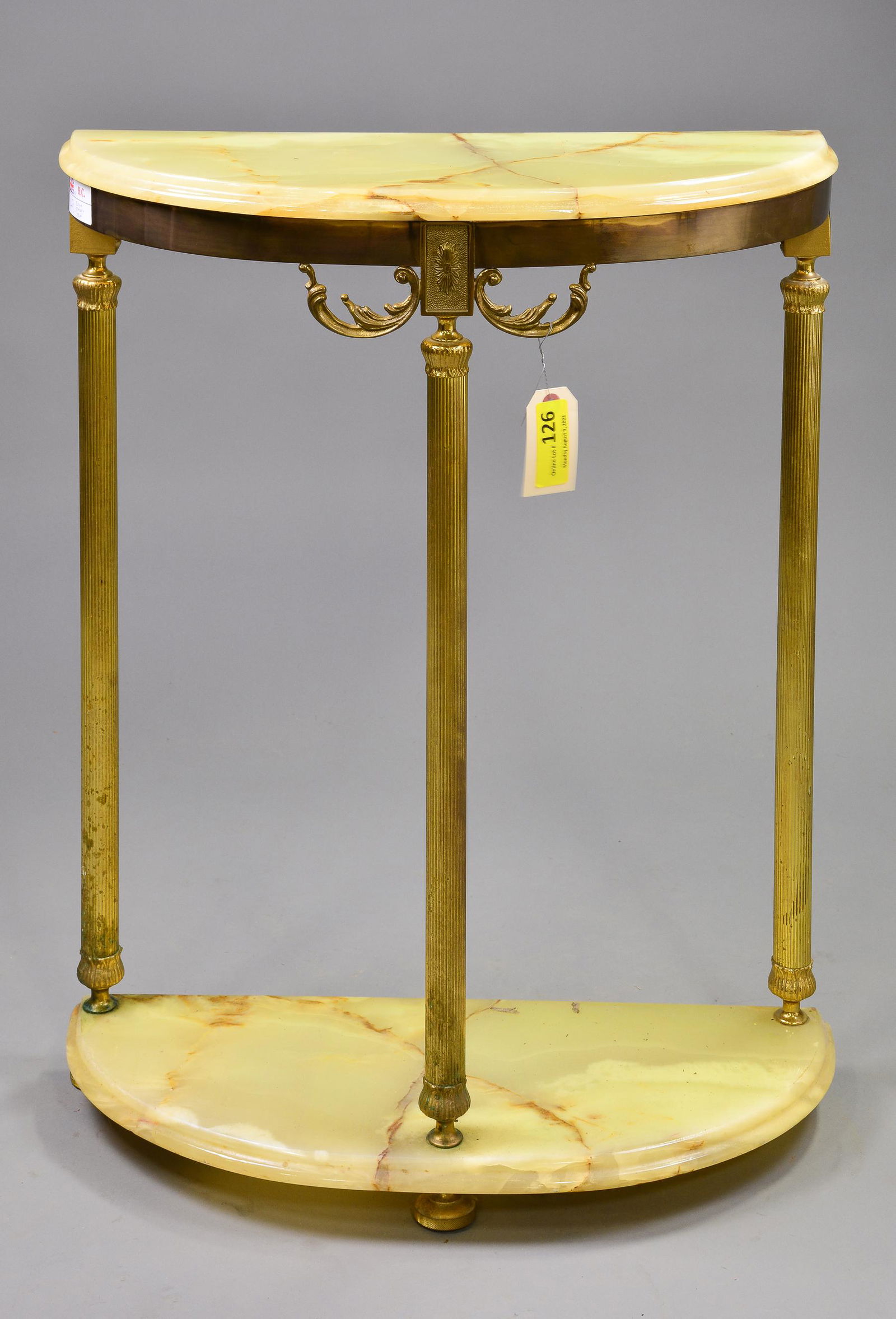 Brass & Onyx Small Half Moon Table (1 of 4)