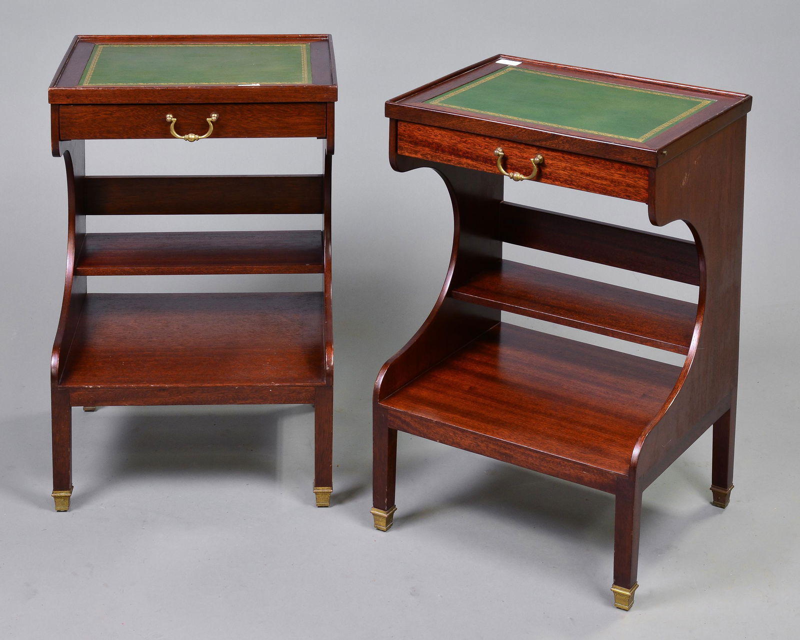 Pair Small Mahogany Leather Top End Tables (1 of 4)