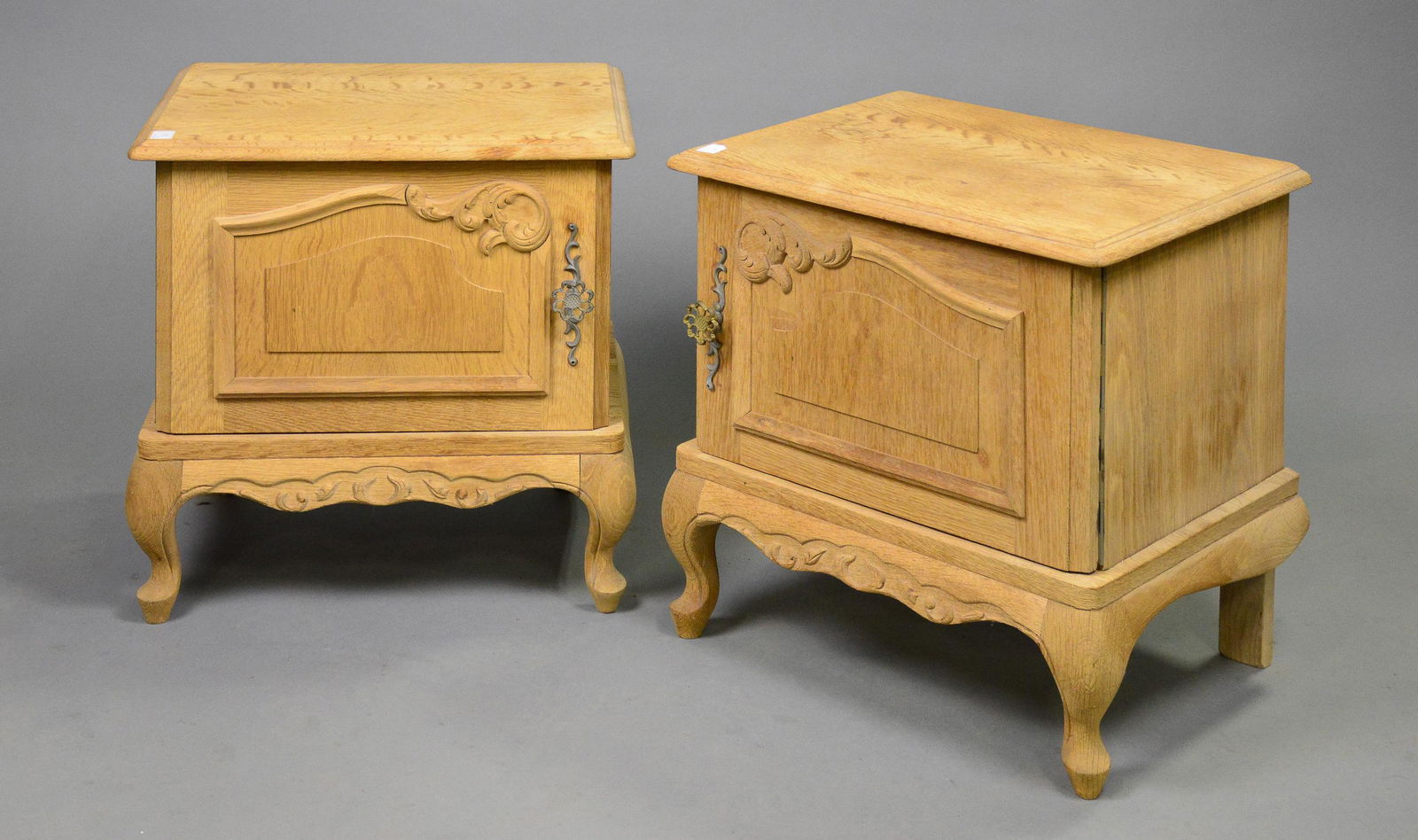 Pair Country French Bleached Oak Side Cabinet (1 of 4)