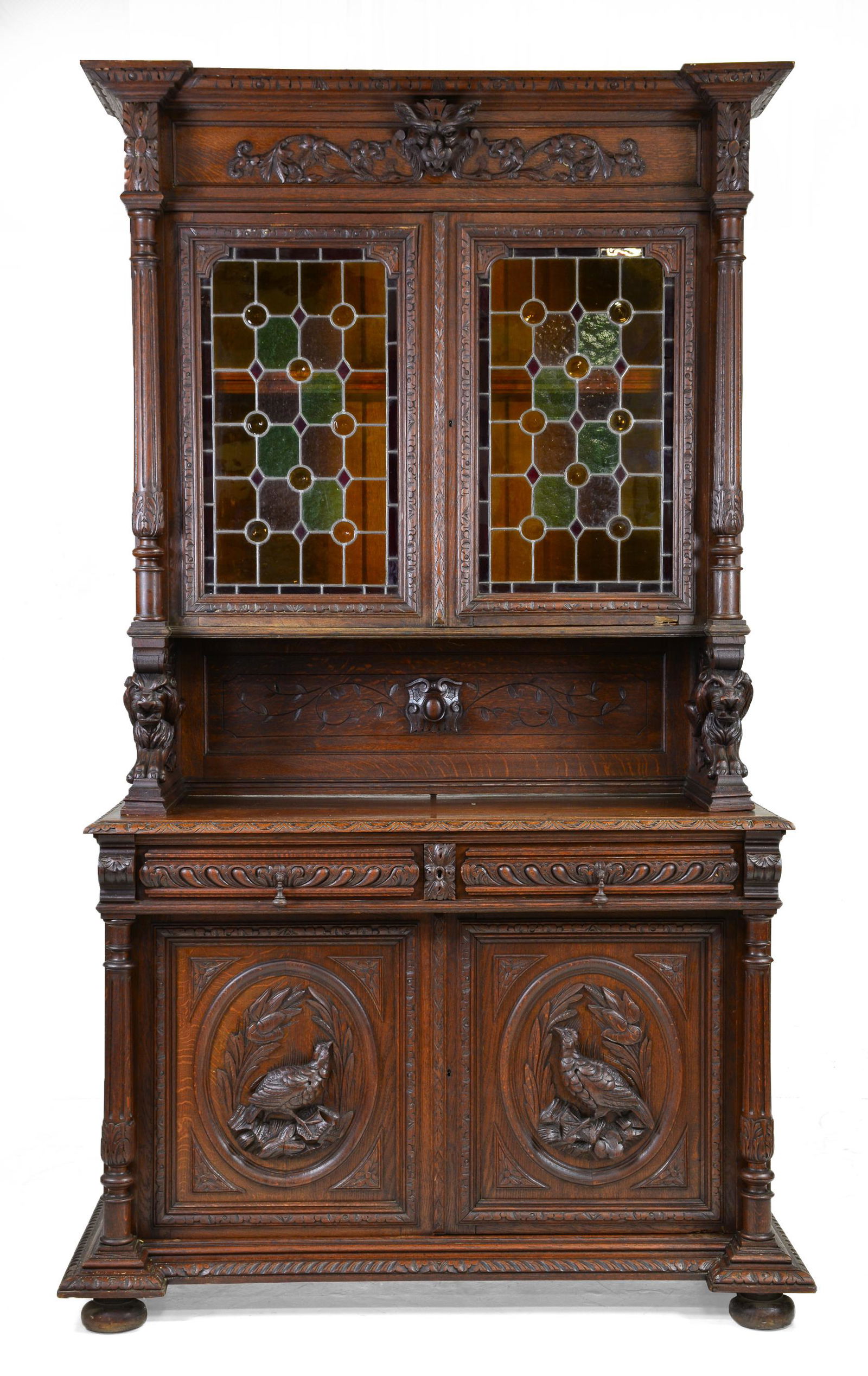 Large Louis XVI Style Carved Hunt Buffet / Cupboard (1 of 12)
