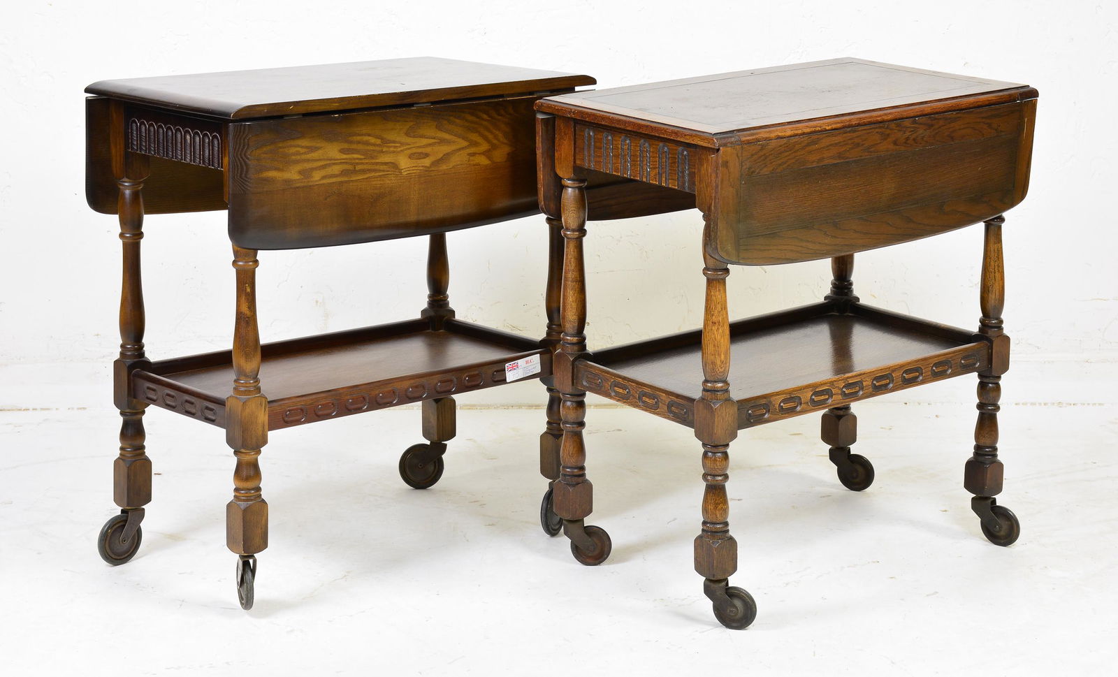 2 British Oak Drop Side Two Tier Carts (1 of 3)