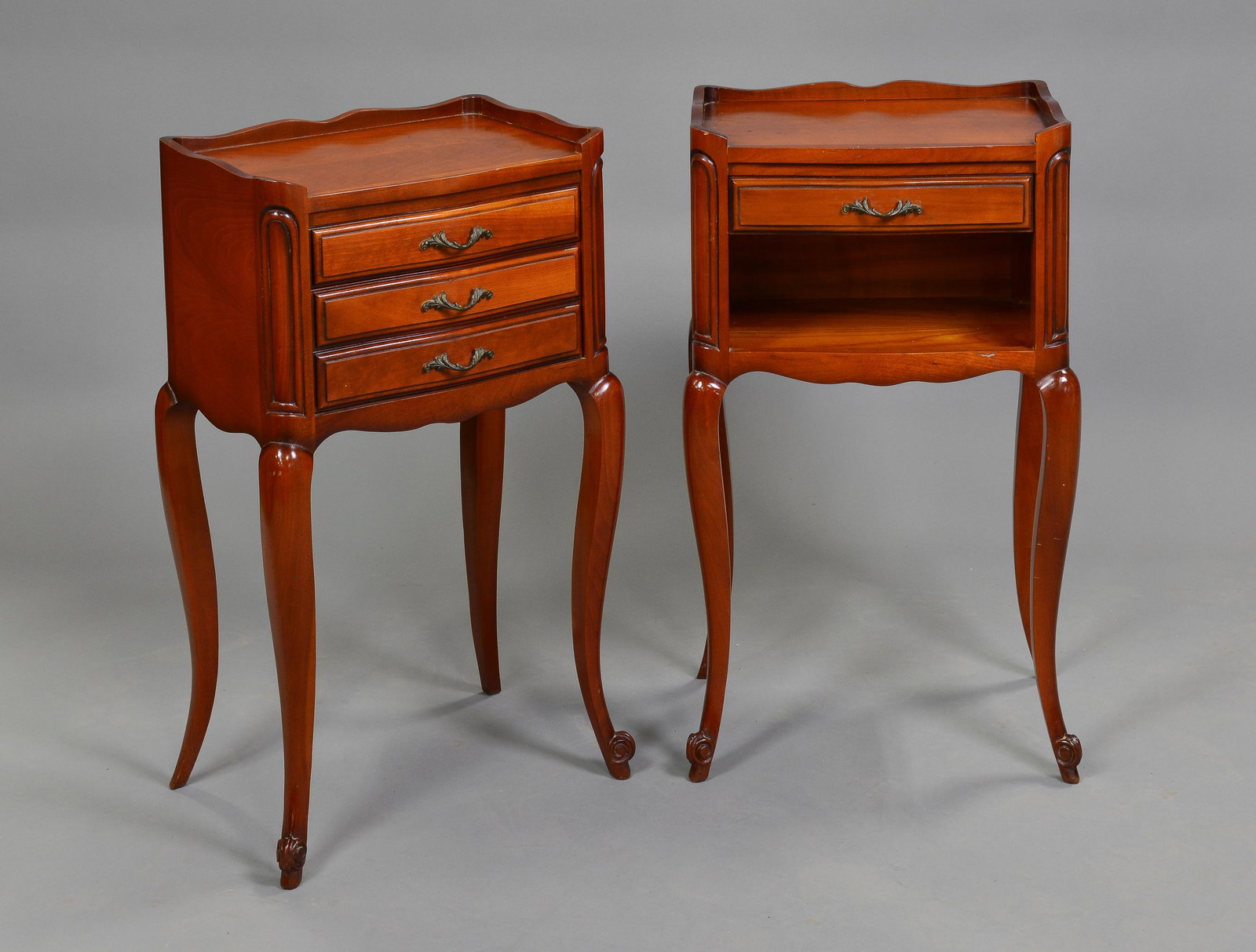 2 Louis XV Style Nightstands: 2 French Louis XV Style Nightstands - 26 in tall x 15 x 10