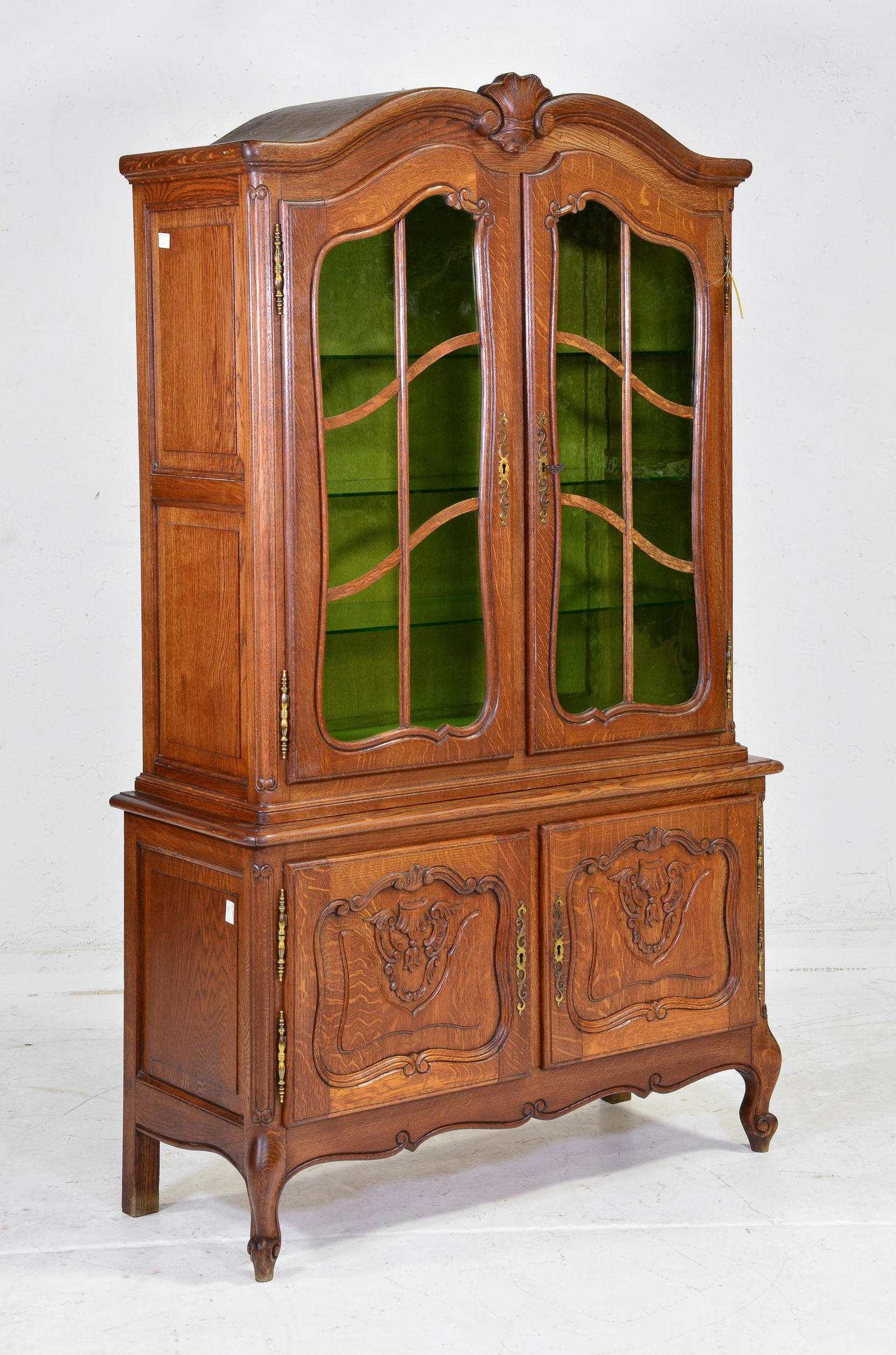 Country French Display / China Cabinet with Green Glass (1 of 5)