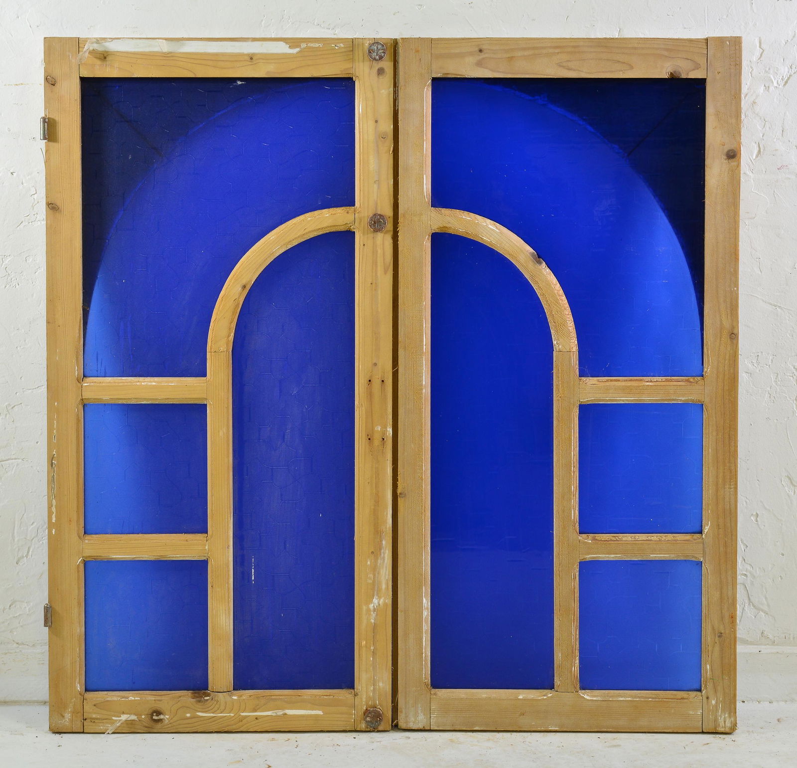 2 Wood Framed Blue Glass Windows (1 of 5)