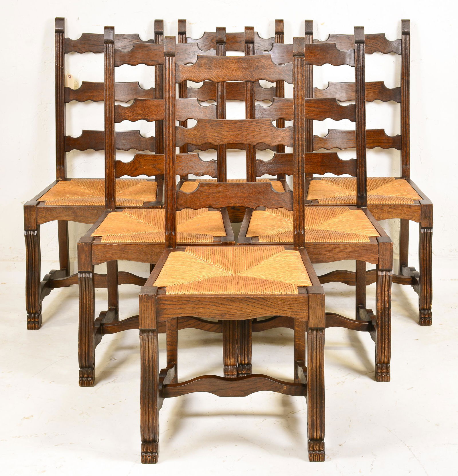 Set Of 6 Ladder Back Rush Seat Chairs (1 of 3)