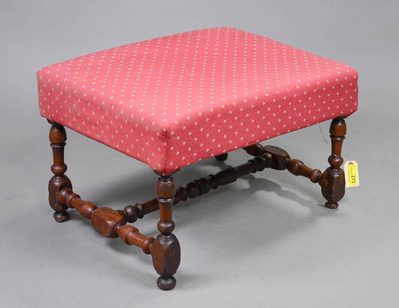 European Oak Upholstered Stool (1 of 4)