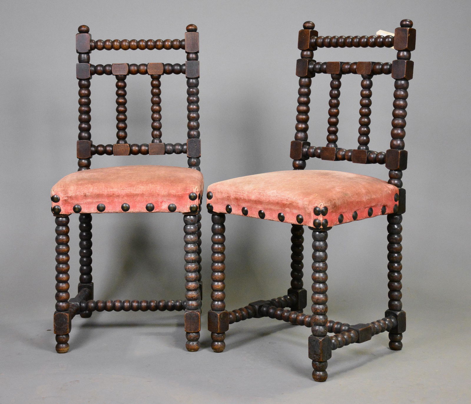 Pair Small Bobbin Chairs With Nail Heads (1 of 4)