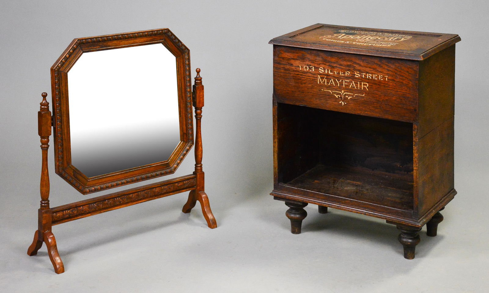 British Oak Storage Box & Free Standing Mirror (1 of 4)