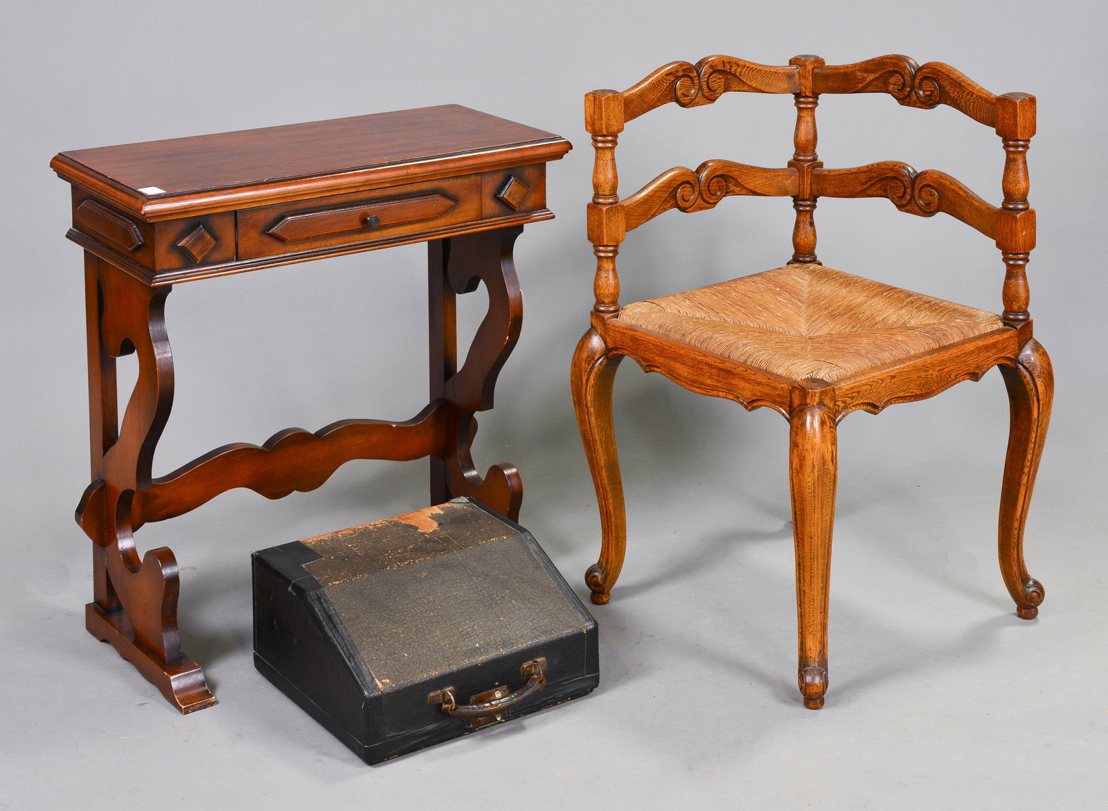 Corner Chair, Side Table & Type Writer (1 of 3)
