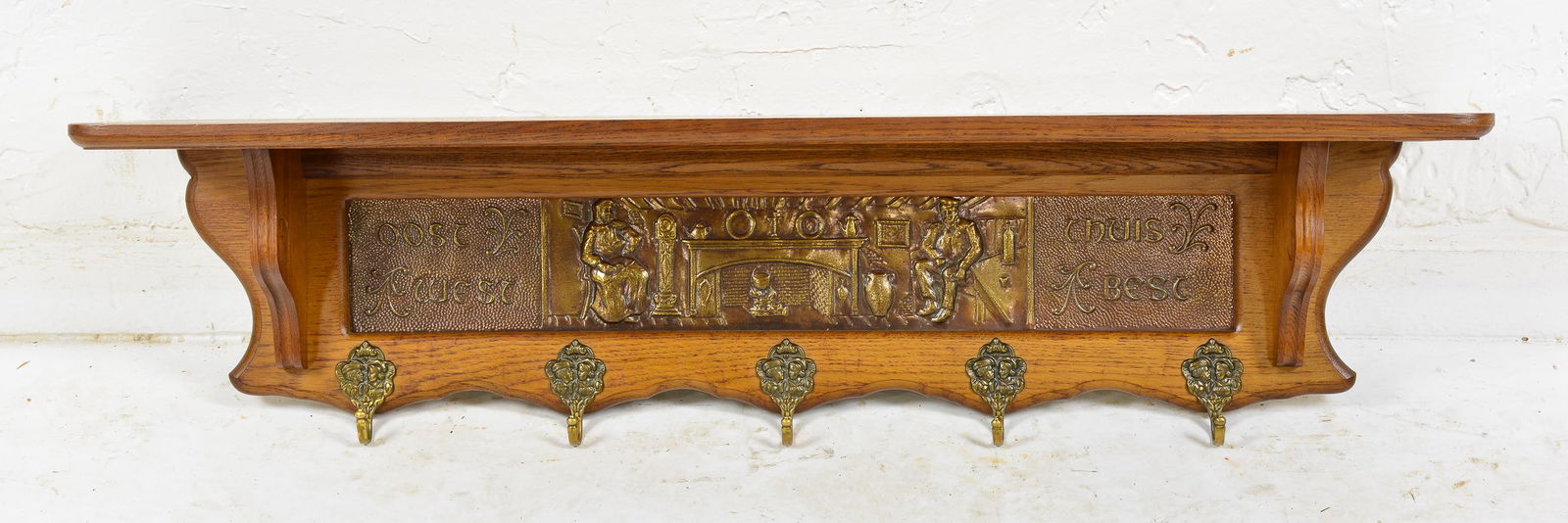 European Oak Wall Rack With Hooks (1 of 4)