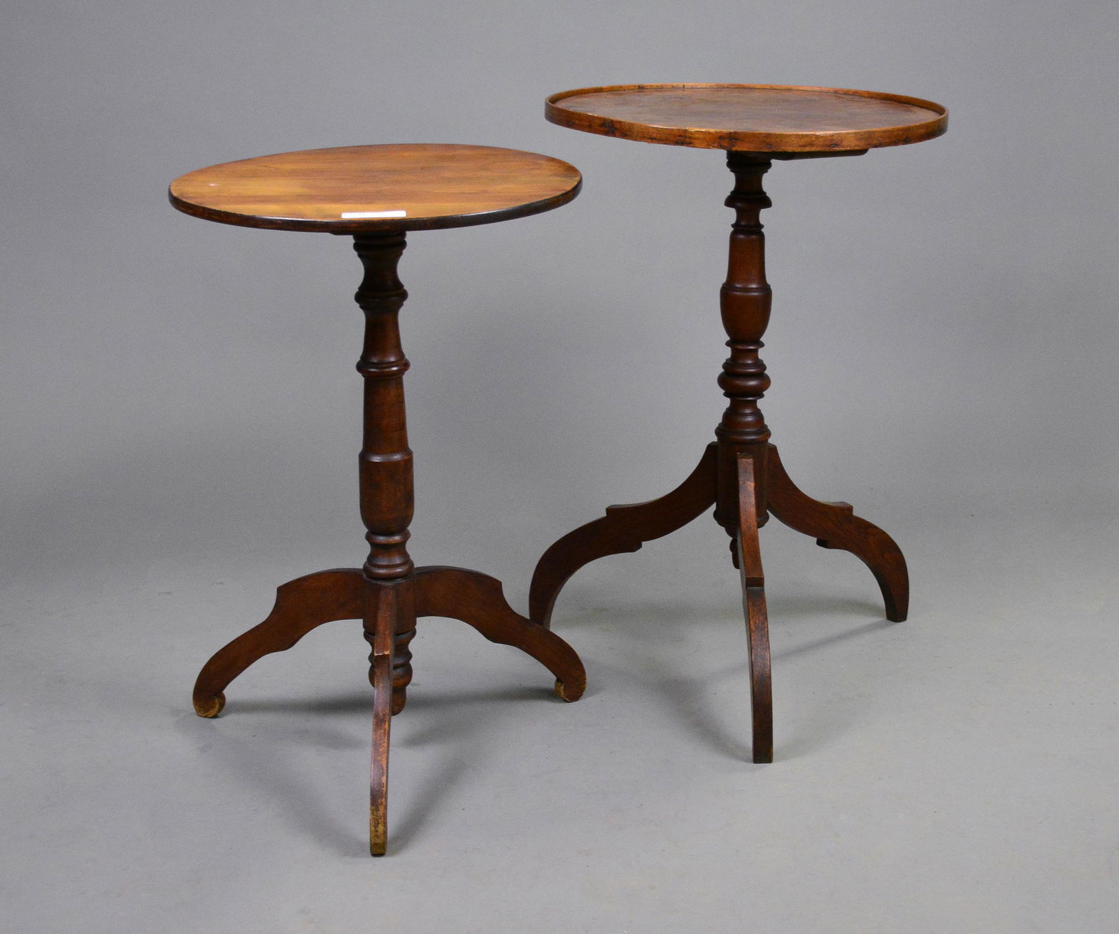 2 French Oak Pedestal Base Occasional Tables (1 of 3)