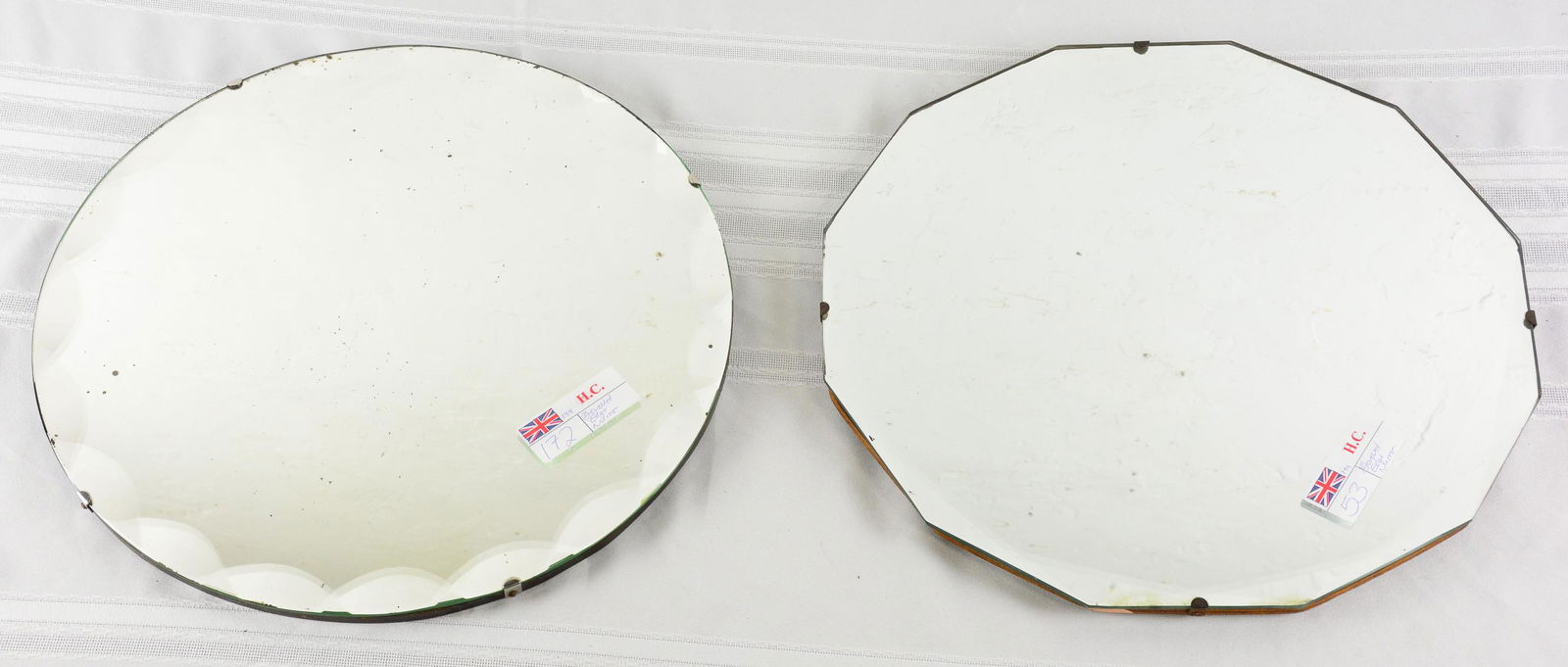 2 Round Beveled Mirrors (1 of 3)