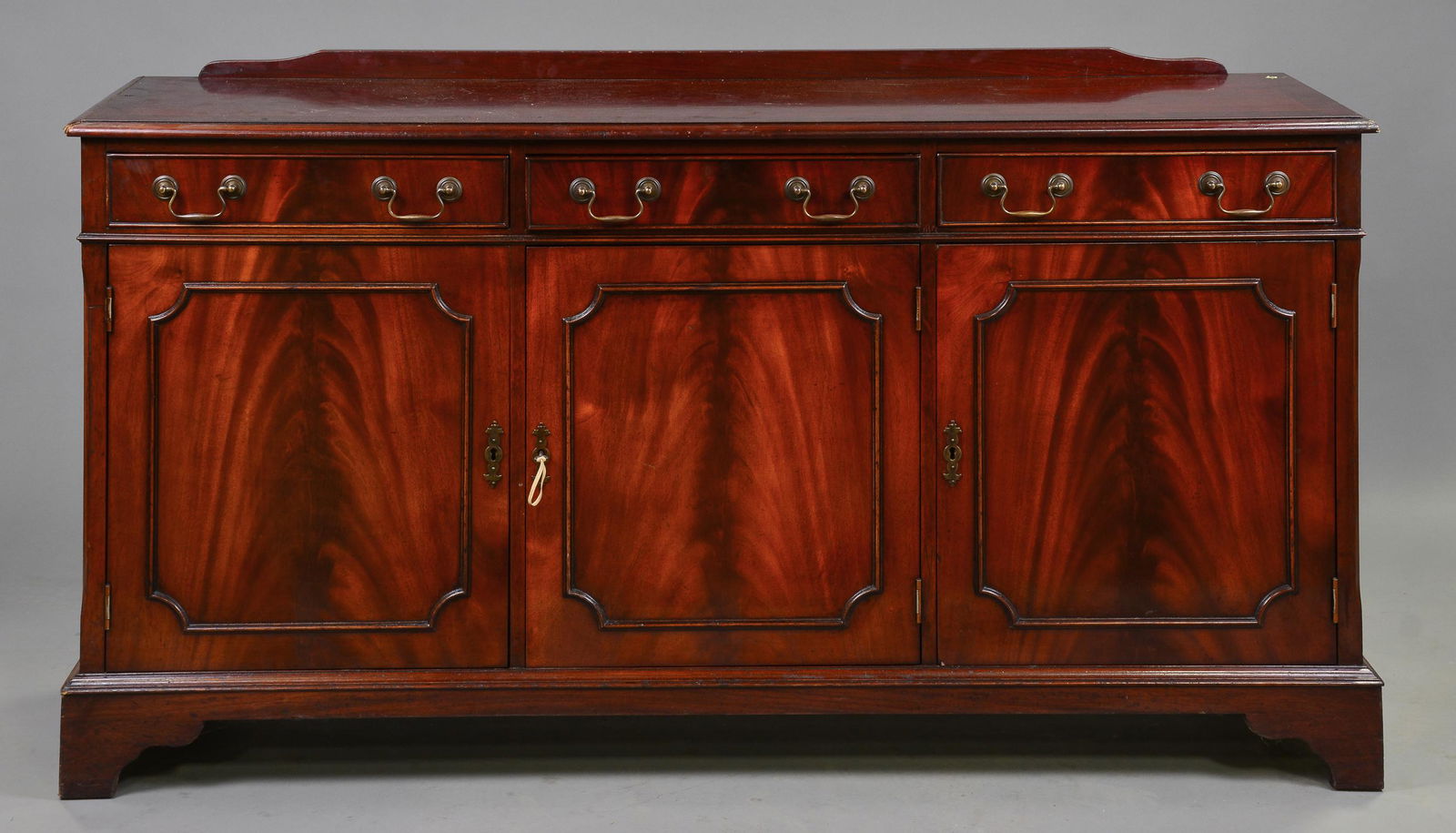 British Mahogany 3 Drawer 3 Door Low Sideboard (1 of 8)