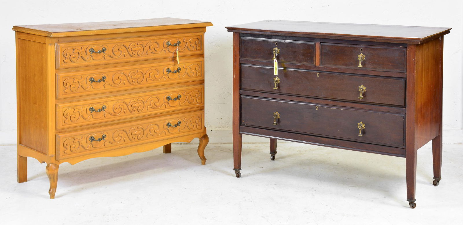 Country French Oak Chest & English Mahogany Chest (1 of 8)