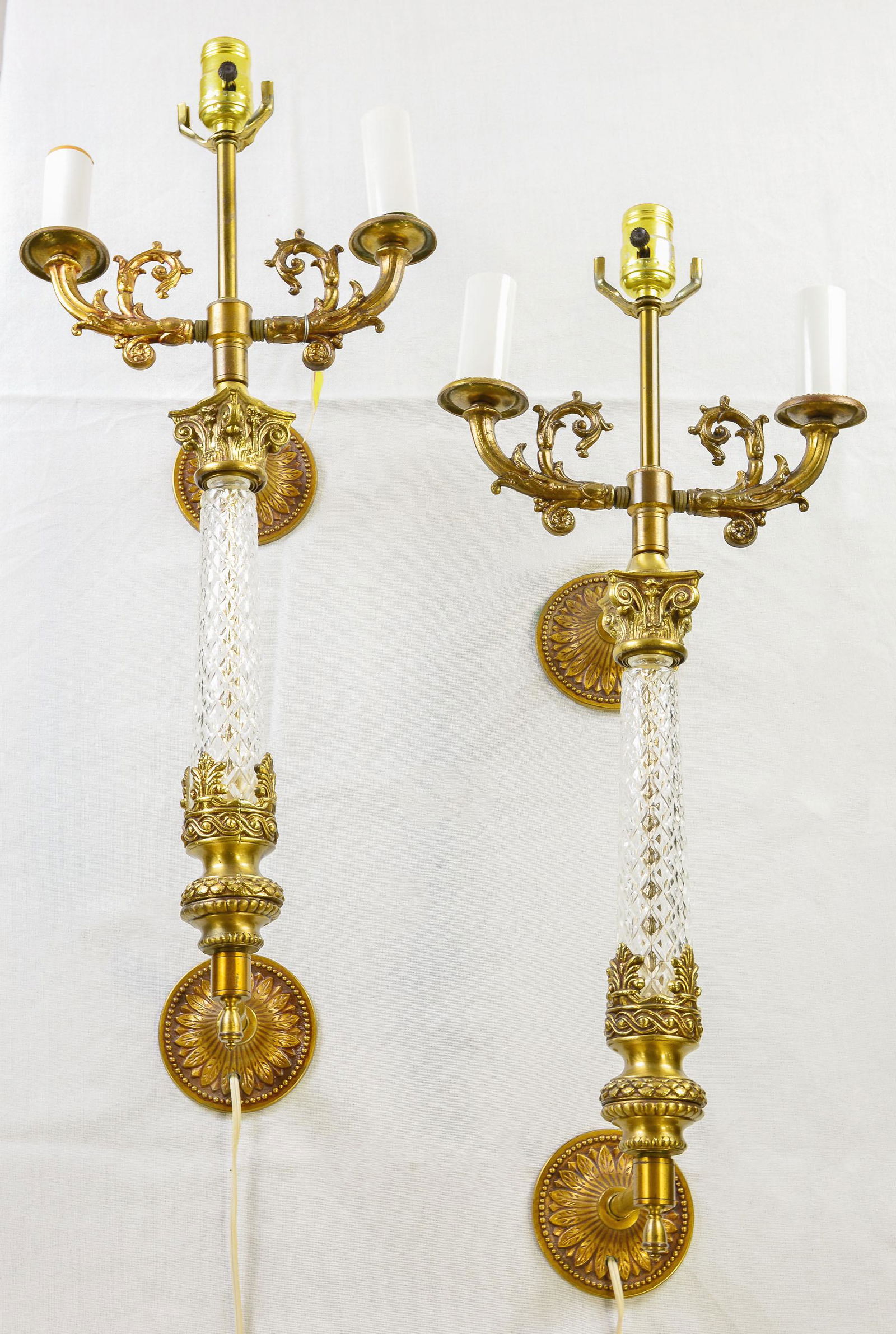 Pair Brass / Glass Sconces (1 of 4)