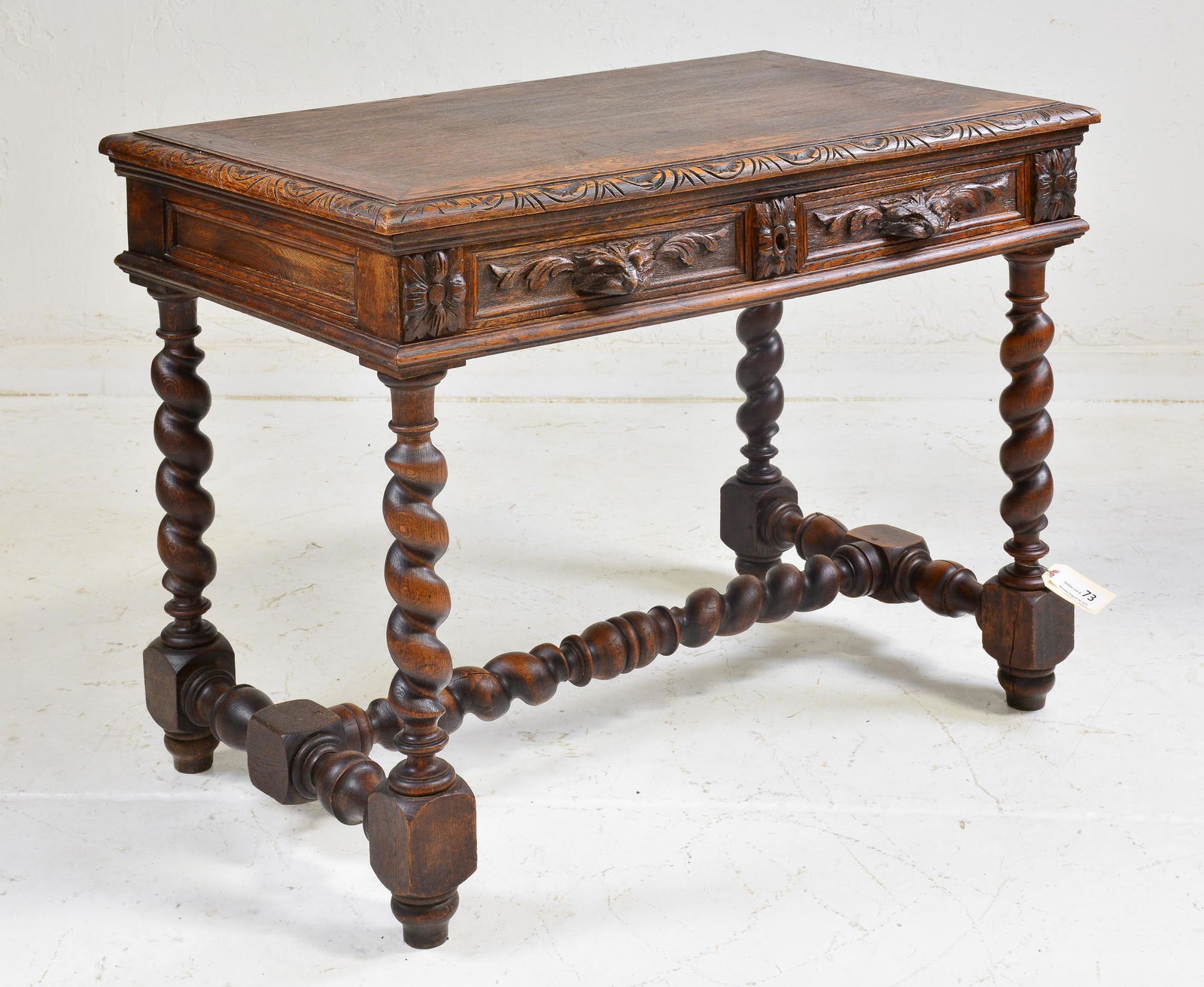 Louis XIII Style Barley Twist 2 Drawer Table (1 of 5)