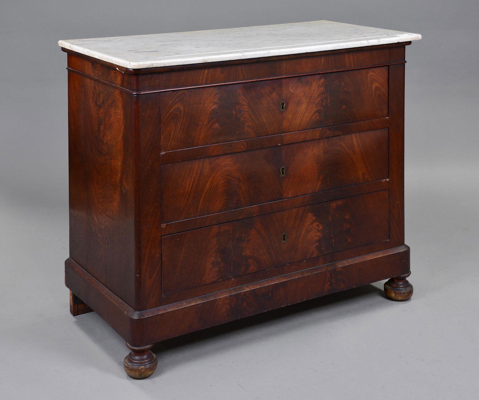 Louis Philippe Style Marble Top 3 Drawer Chest (1 of 6)