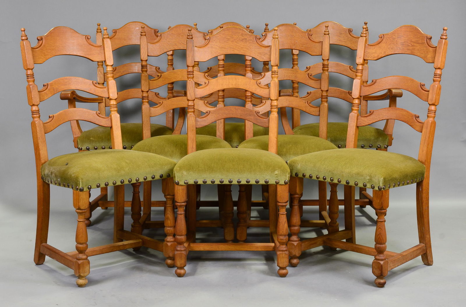 Set Of 8 French Ladder Back Oak Chairs (1 of 3)