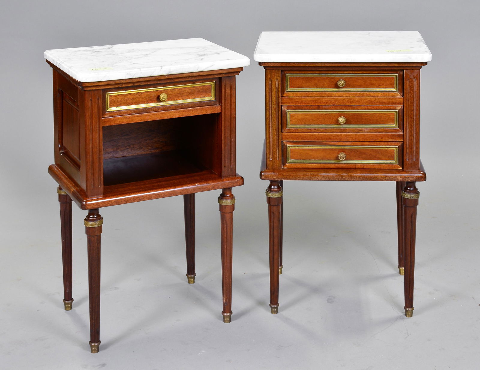 2 Louis XVI Style Marble Top Nightstands / Side Tables (1 of 3)