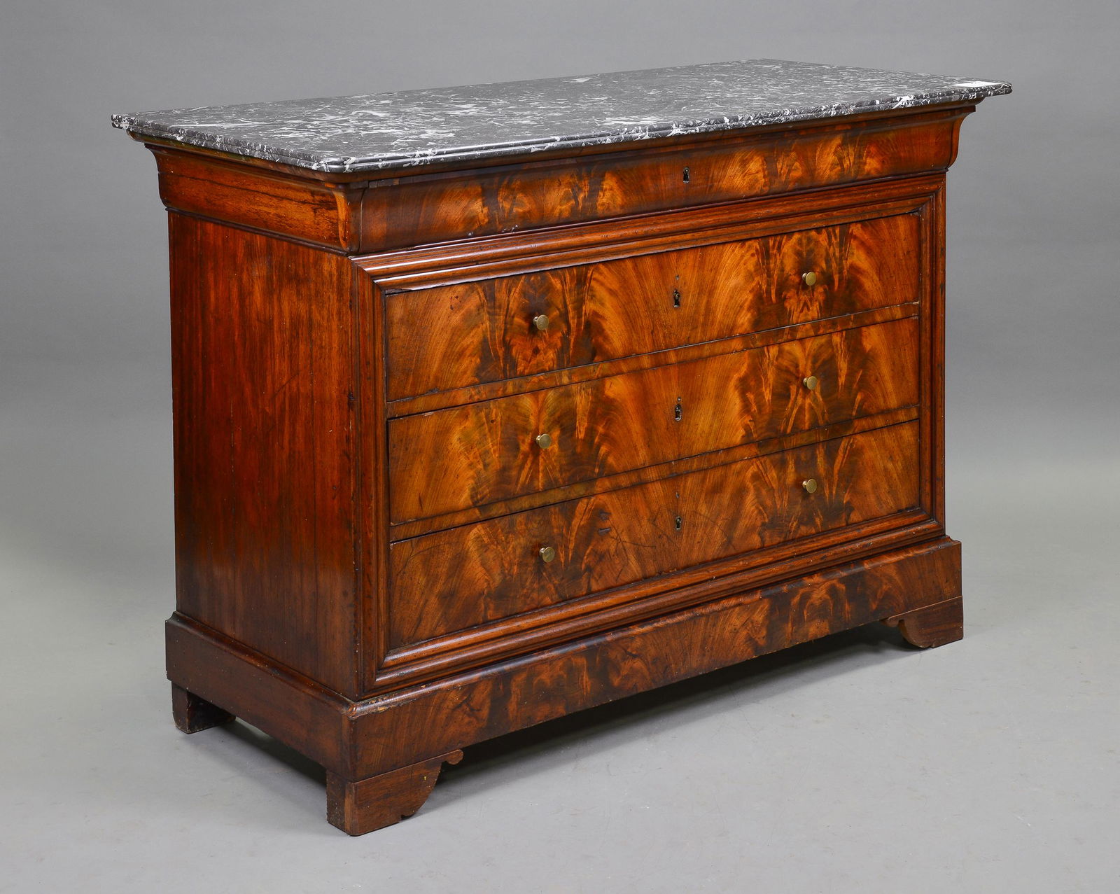 Louis Philippe Style Marble Top 4 Drawer Chest (1 of 8)